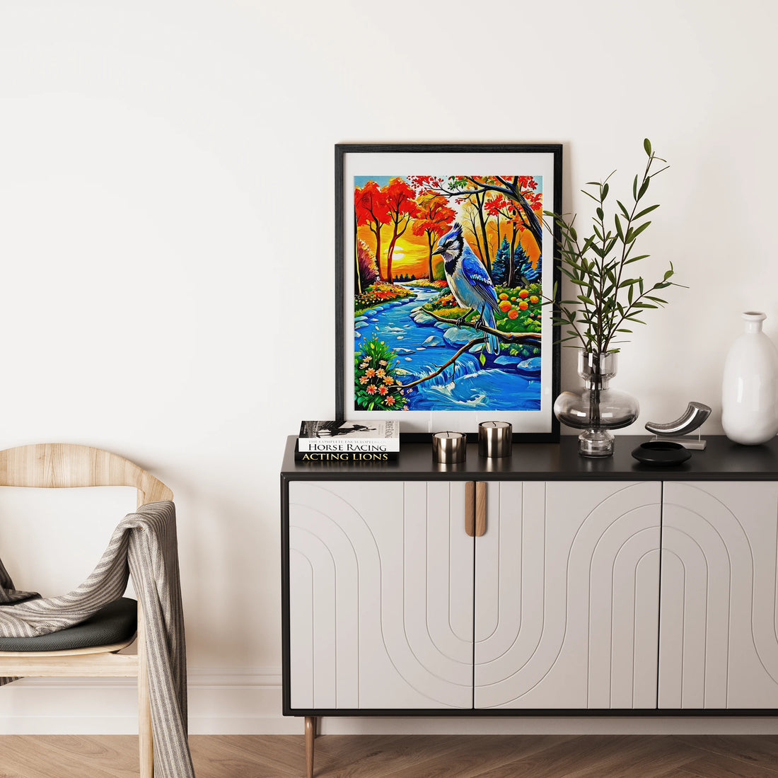 Blue Jay-Cyanocitta Cristata-Framed Paper Print-452252 Visual Wall Art Framed Print