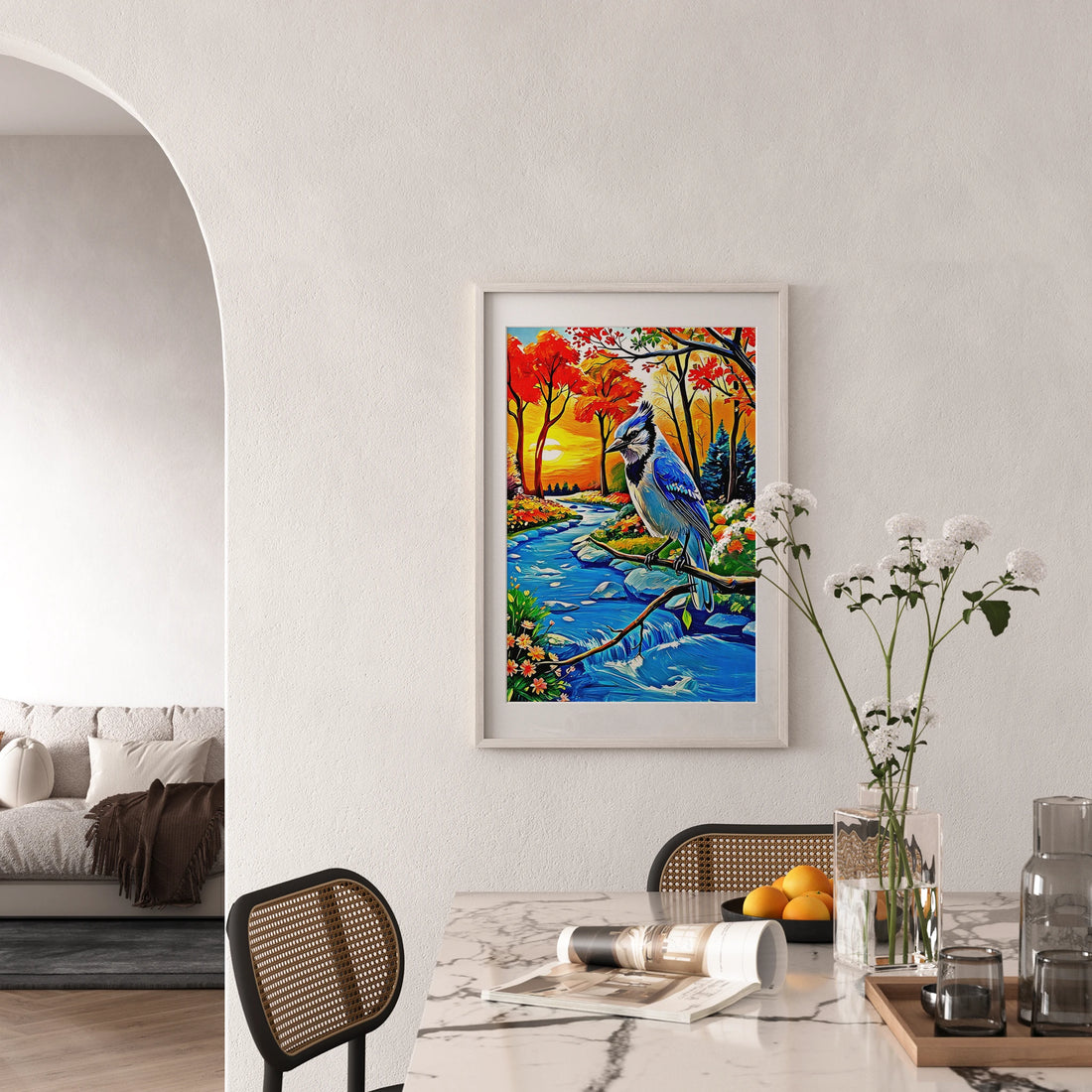 Blue Jay-Cyanocitta Cristata-Framed Paper Print-452252 Visual Wall Art Framed Print