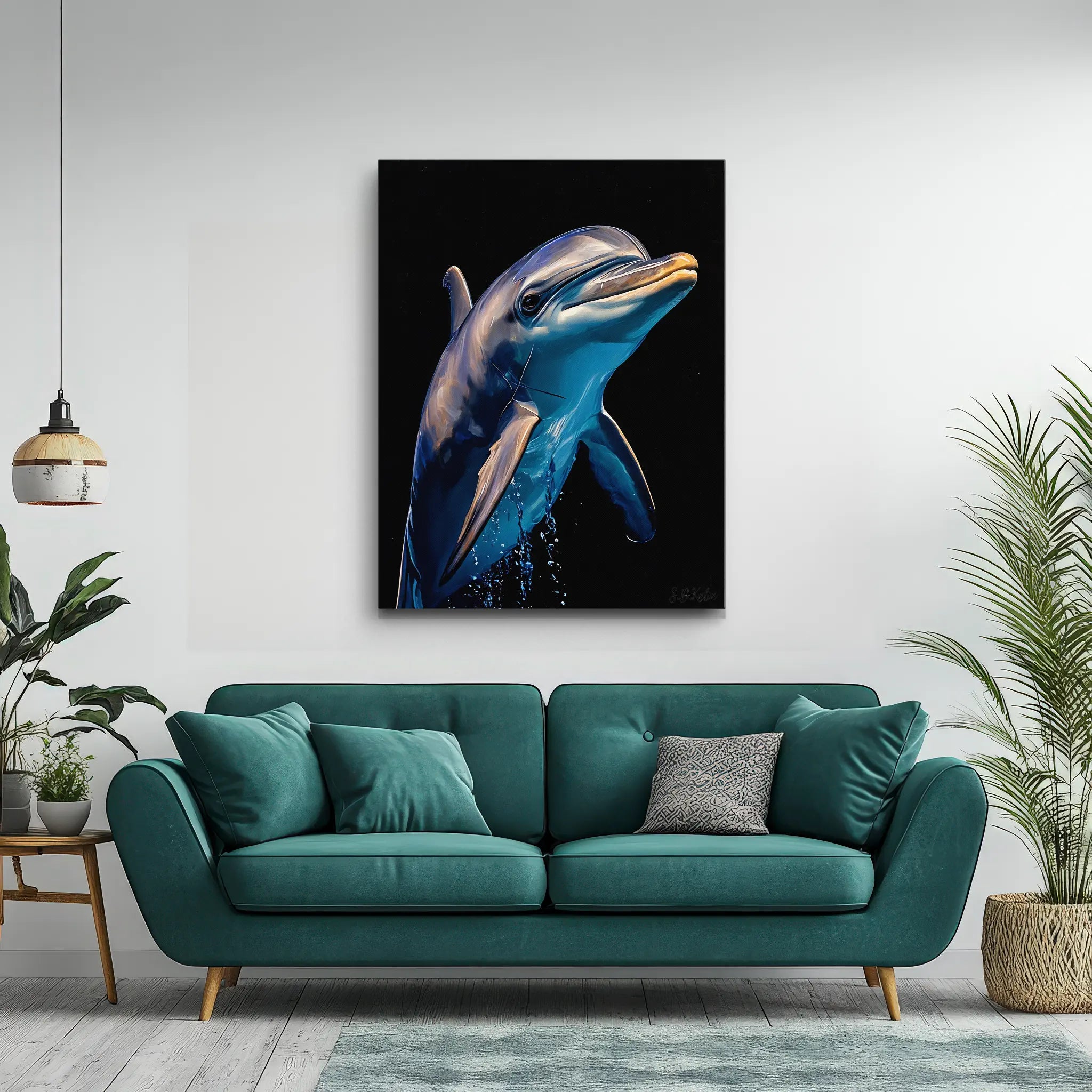 Bottlenose Dolphin Splashing Ocean Giclée Print 451007 Visual Wall Art AR3:4V-AR4:5V Giclée Print