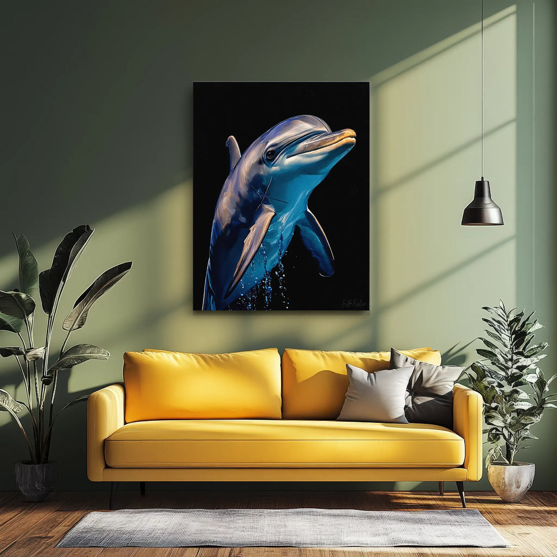 Bottlenose Dolphin Splashing Ocean Giclée Print 451007 Visual Wall Art AR3:4V-AR4:5V Giclée Print