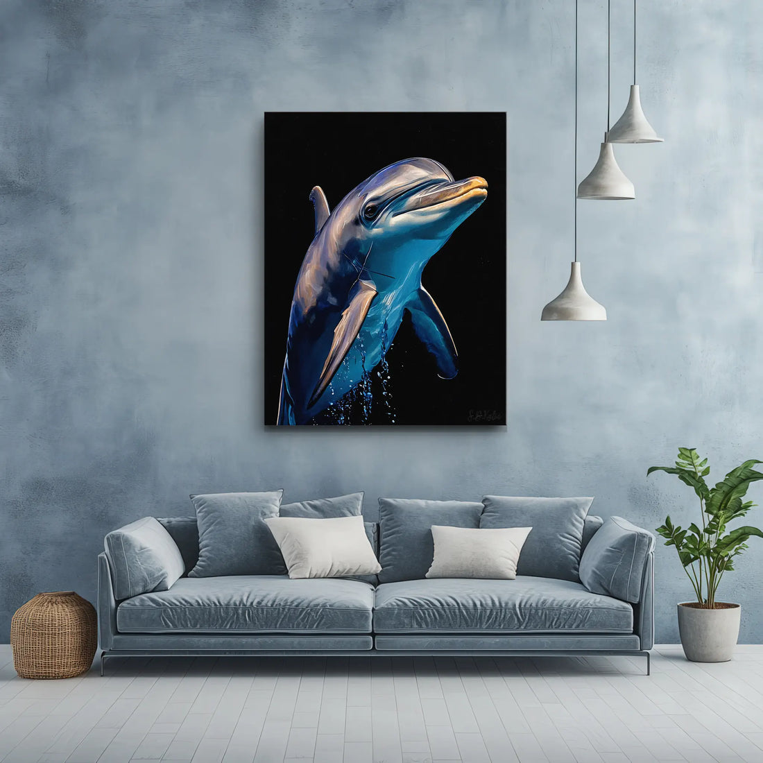 Bottlenose Dolphin Splashing Ocean Giclée Print 451007 Visual Wall Art AR3:4V-AR4:5V Giclée Print