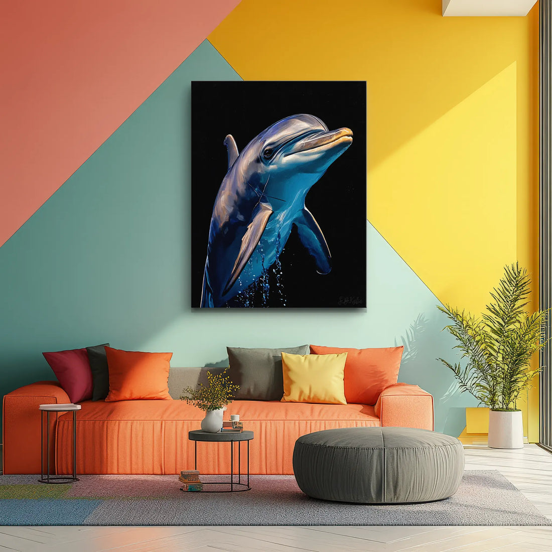 Bottlenose Dolphin Splashing Ocean Giclée Print 451007 Visual Wall Art AR3:4V-AR4:5V Giclée Print