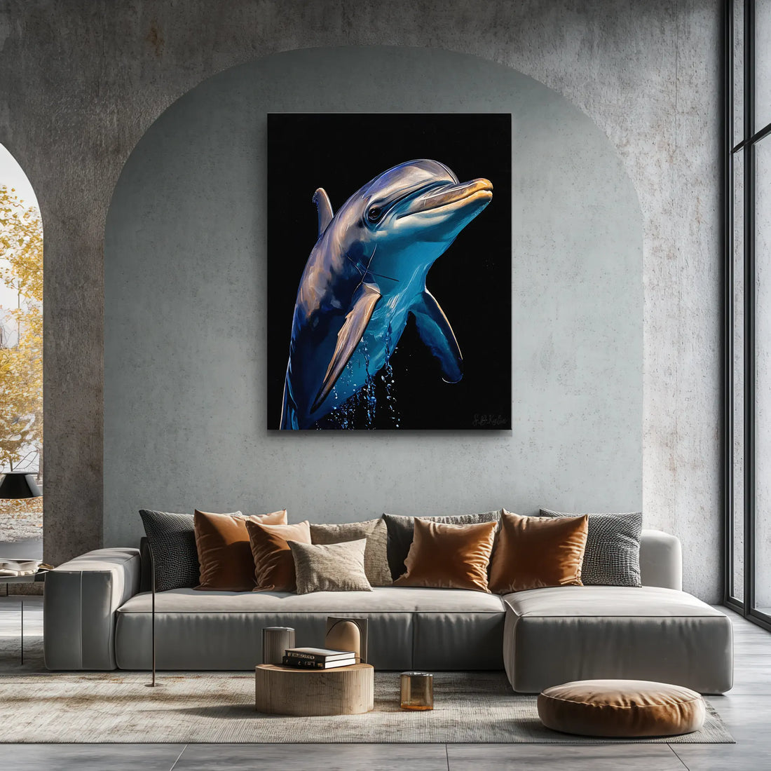 Bottlenose Dolphin Splashing Ocean Giclée Print 451007 Visual Wall Art AR3:4V-AR4:5V Giclée Print