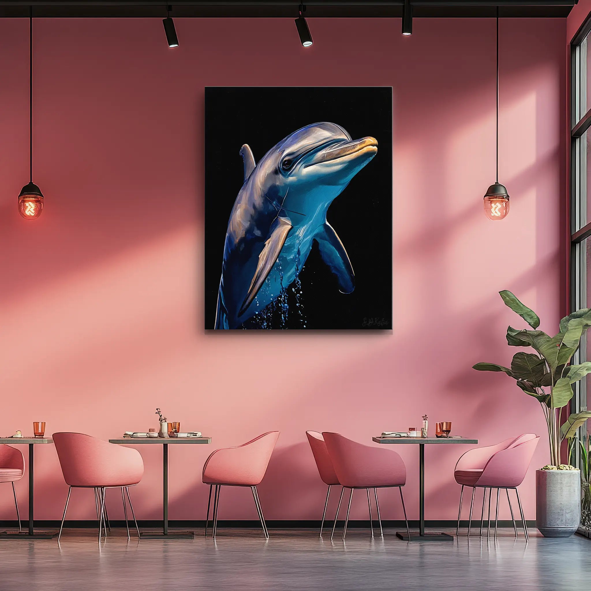 Bottlenose Dolphin Splashing Ocean Giclée Print 451007 Visual Wall Art AR3:4V-AR4:5V Giclée Print