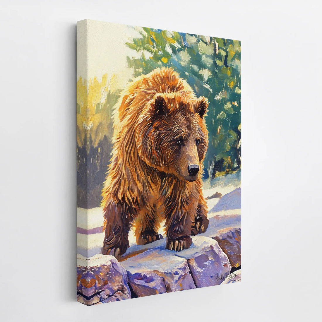 Brown Bear on Winter Rocks Giclée Print 231008 Visual Wall Art AR2:3V Giclée Print