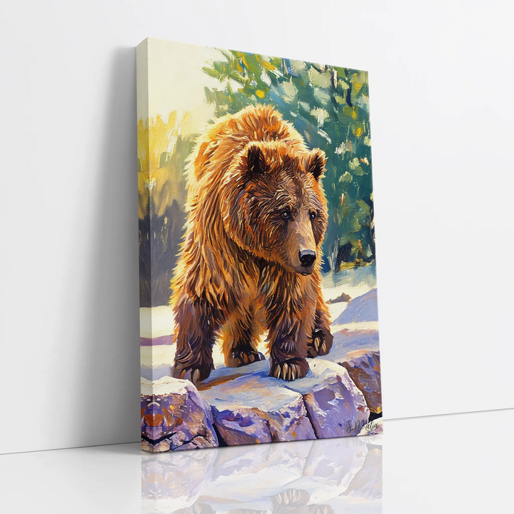 Brown Bear on Winter Rocks Giclée Print 231008 Visual Wall Art AR2:3V Giclée Print