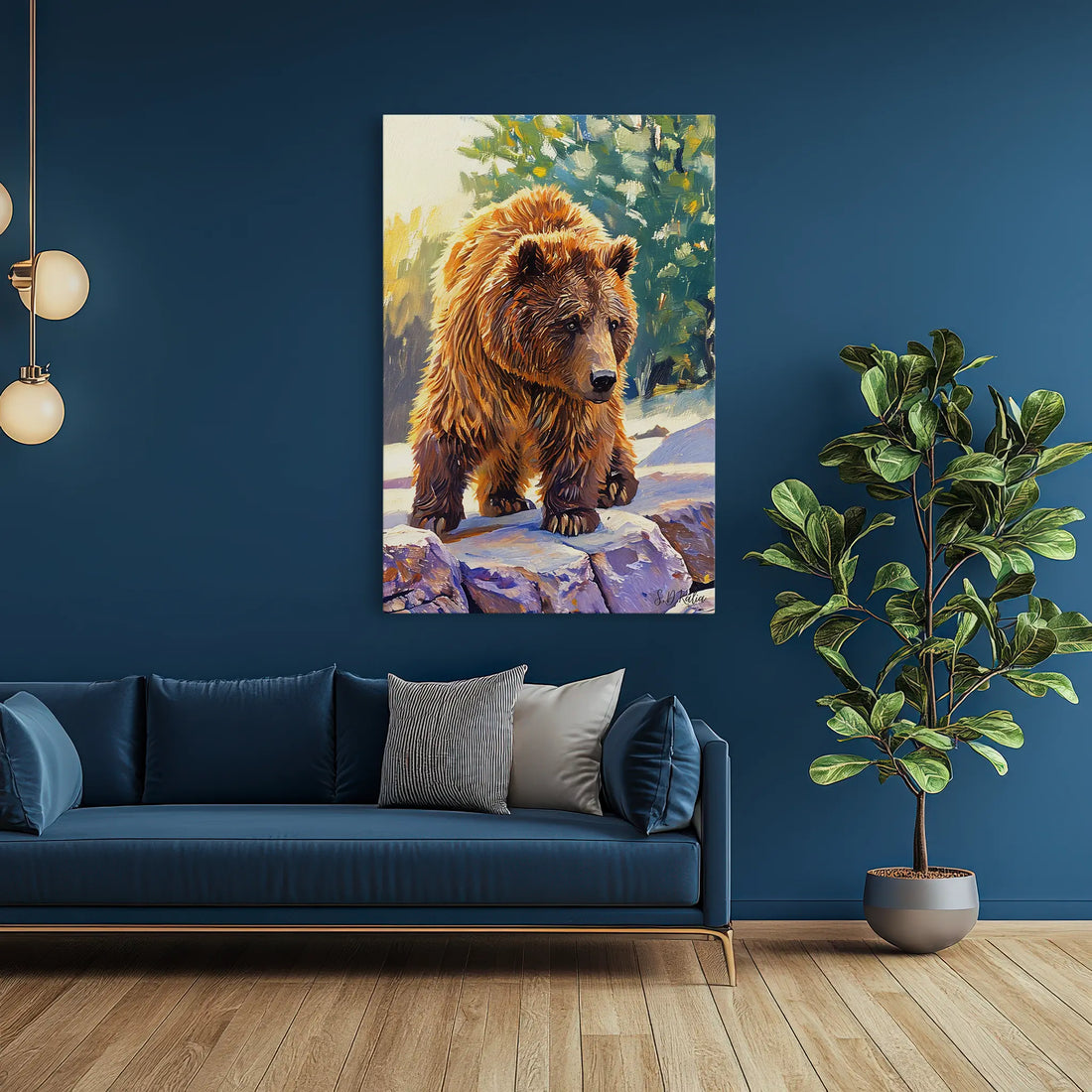 Brown Bear on Winter Rocks Giclée Print 231008 Visual Wall Art AR2:3V Giclée Print