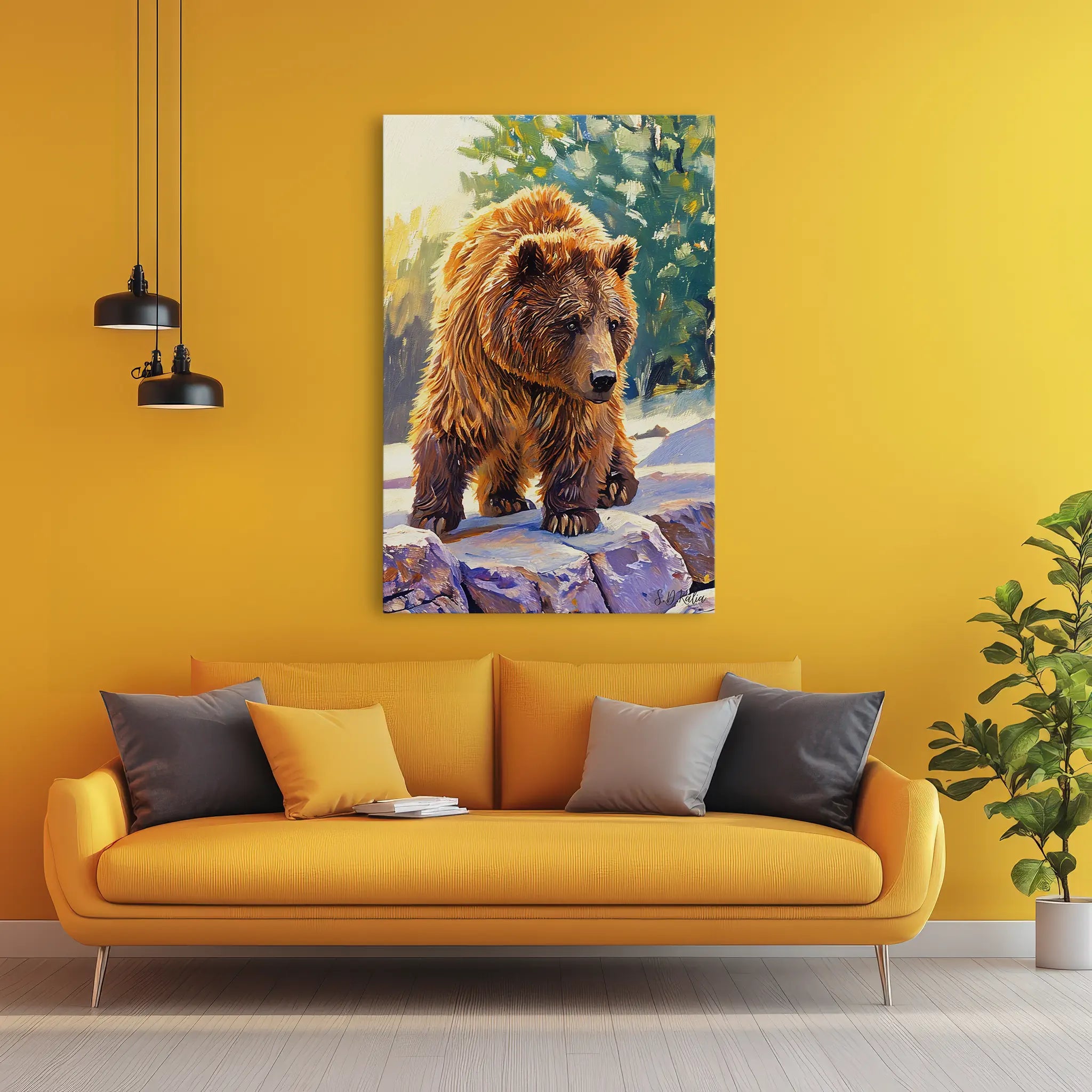 Brown Bear on Winter Rocks Giclée Print 231008 Visual Wall Art AR2:3V Giclée Print