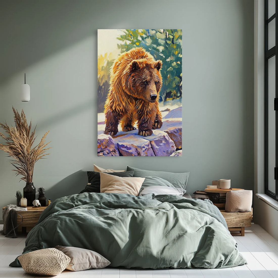 Brown Bear on Winter Rocks Giclée Print 231008 Visual Wall Art AR2:3V Giclée Print