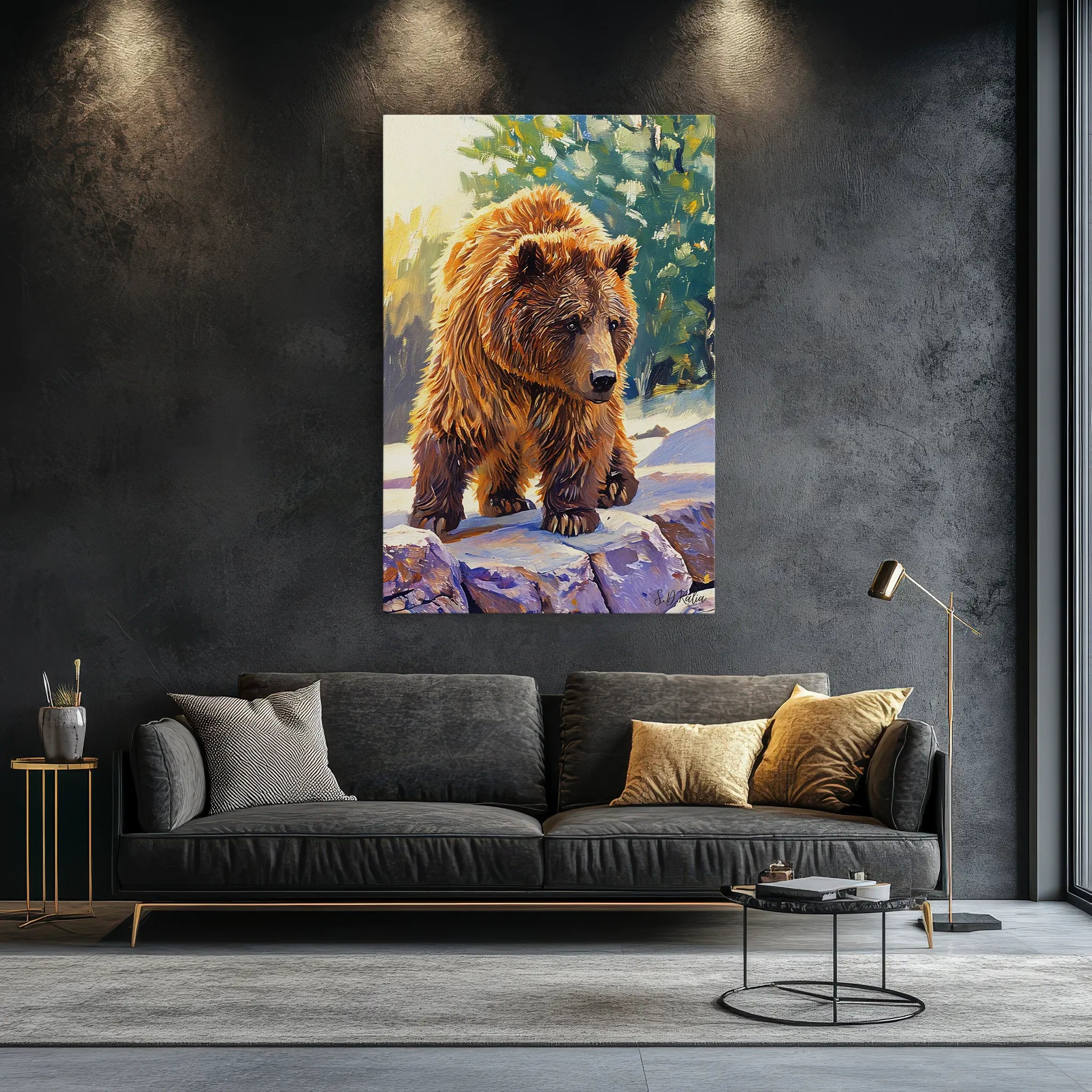 Brown Bear on Winter Rocks Giclée Print 231008 Visual Wall Art AR2:3V Giclée Print
