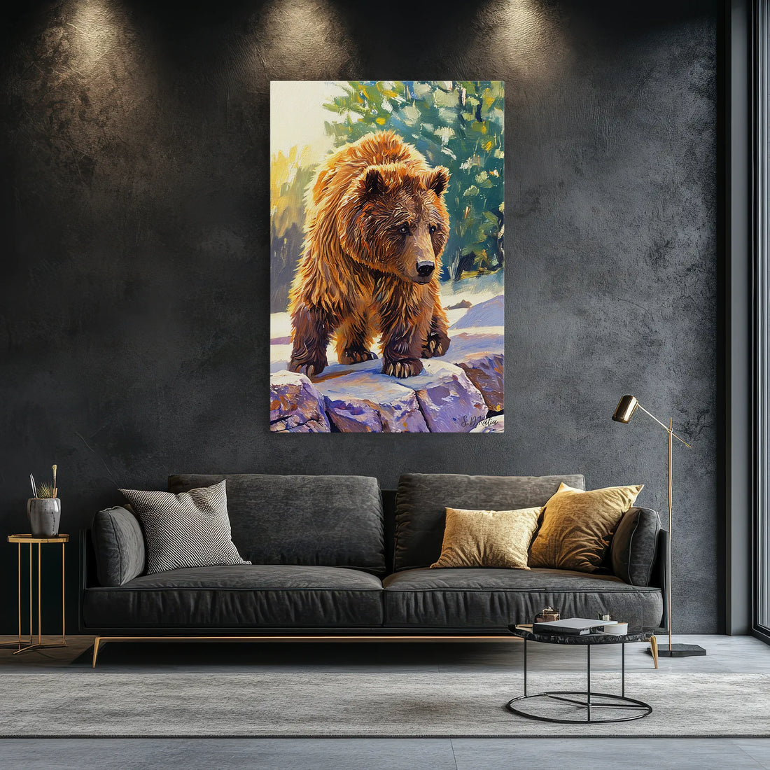 Brown Bear on Winter Rocks Giclée Print 231008 Visual Wall Art AR2:3V Giclée Print
