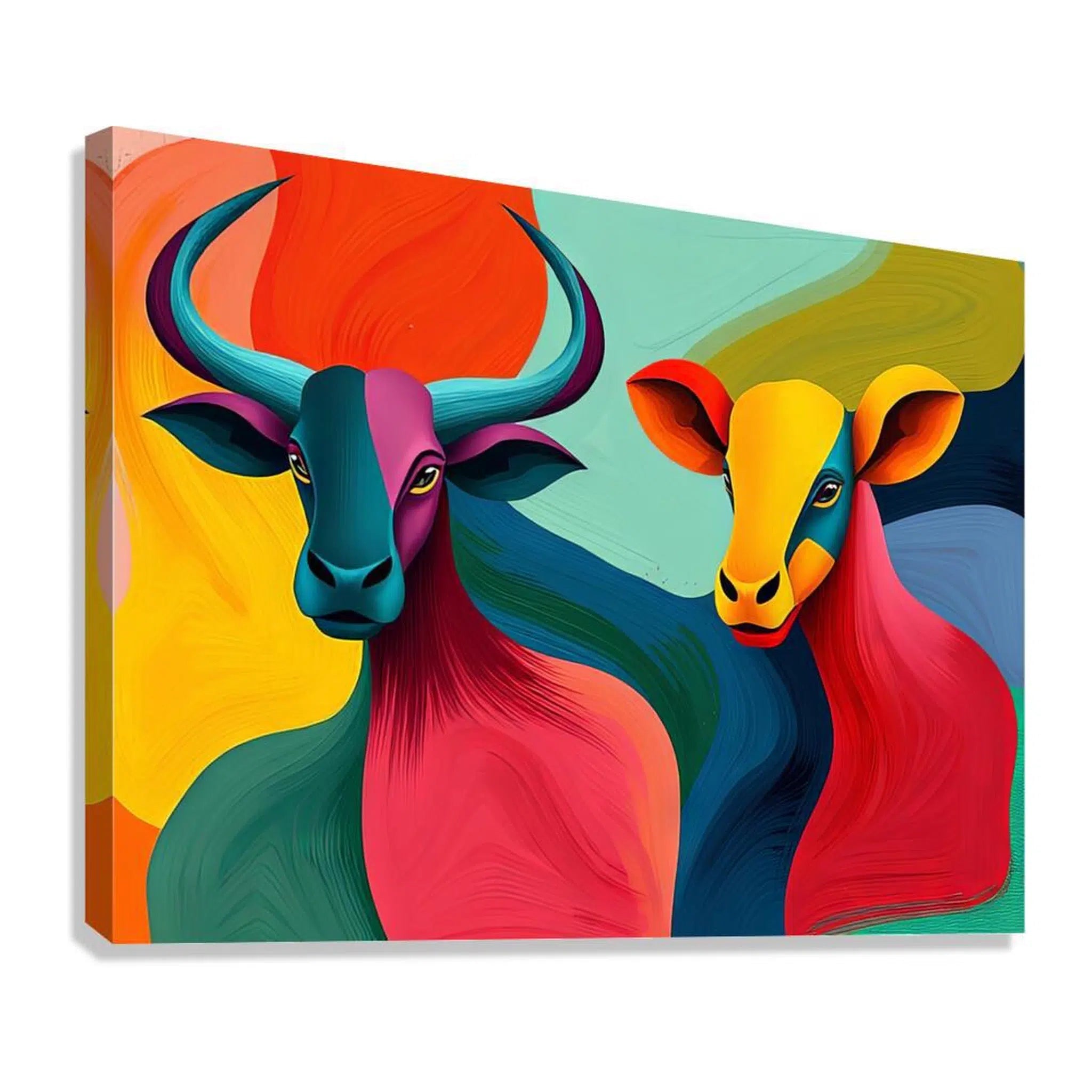 Bull And Cow Giclée Print 43171 Giclée Stretched Canvas Print Visual Wall Art