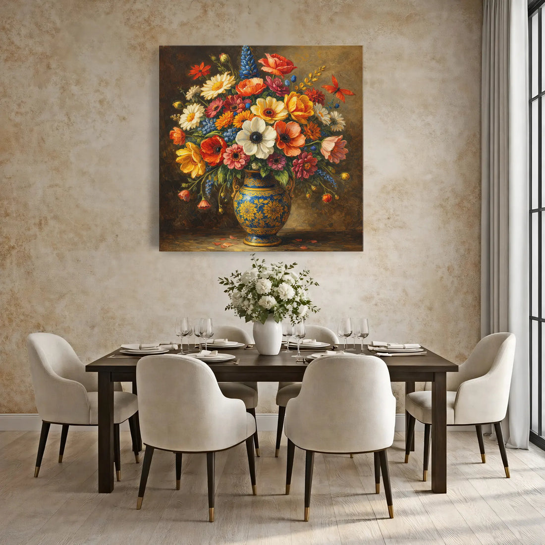 Butterfly Over Wildflower Bouquet Still Life Giclée Print 111002 Visual Wall Art AR1:1S Giclée Print
