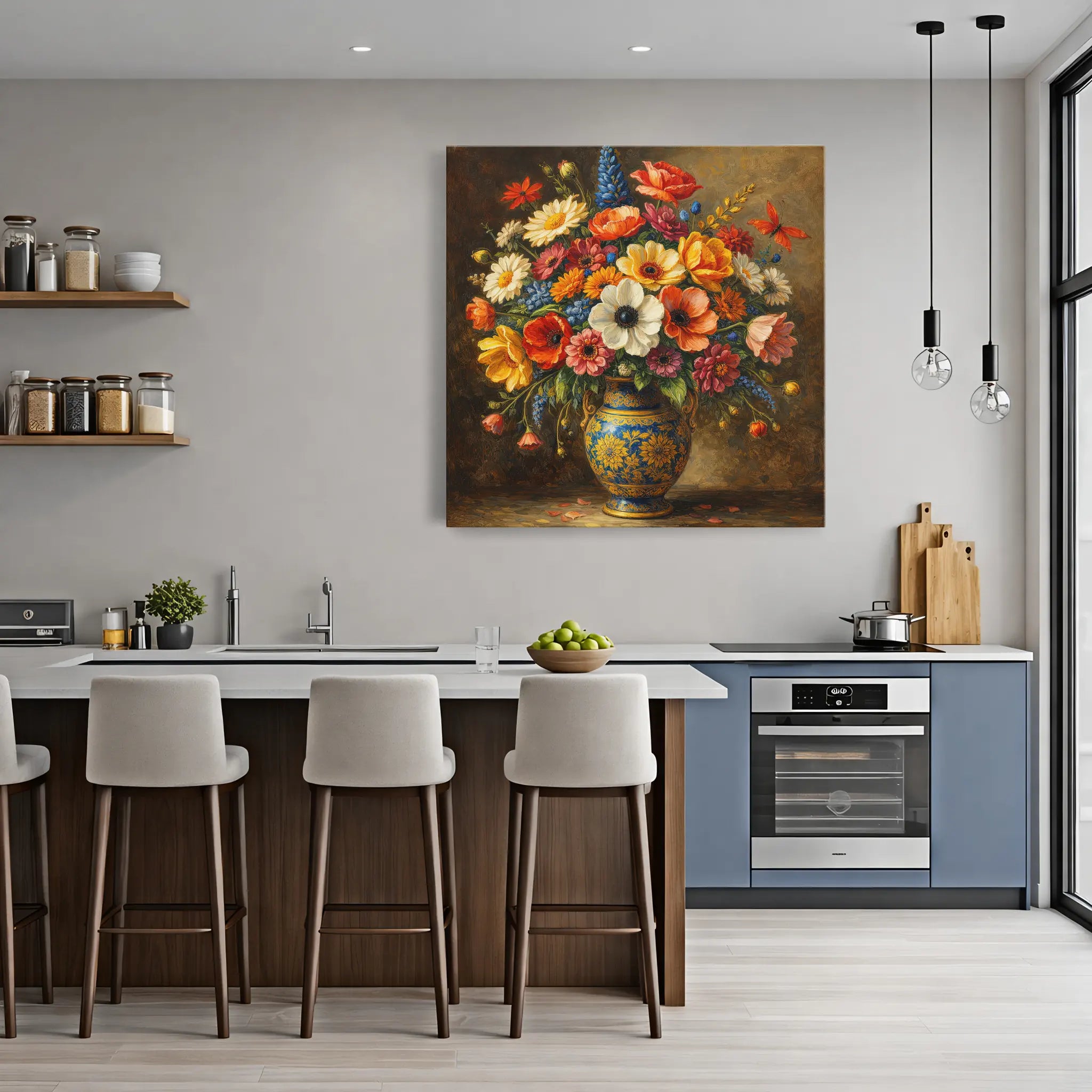 Butterfly Over Wildflower Bouquet Still Life Giclée Print 111002 Visual Wall Art AR1:1S Giclée Print