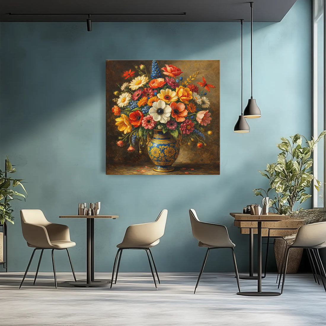 Butterfly Over Wildflower Bouquet Still Life Giclée Print 111002 Visual Wall Art AR1:1S Giclée Print