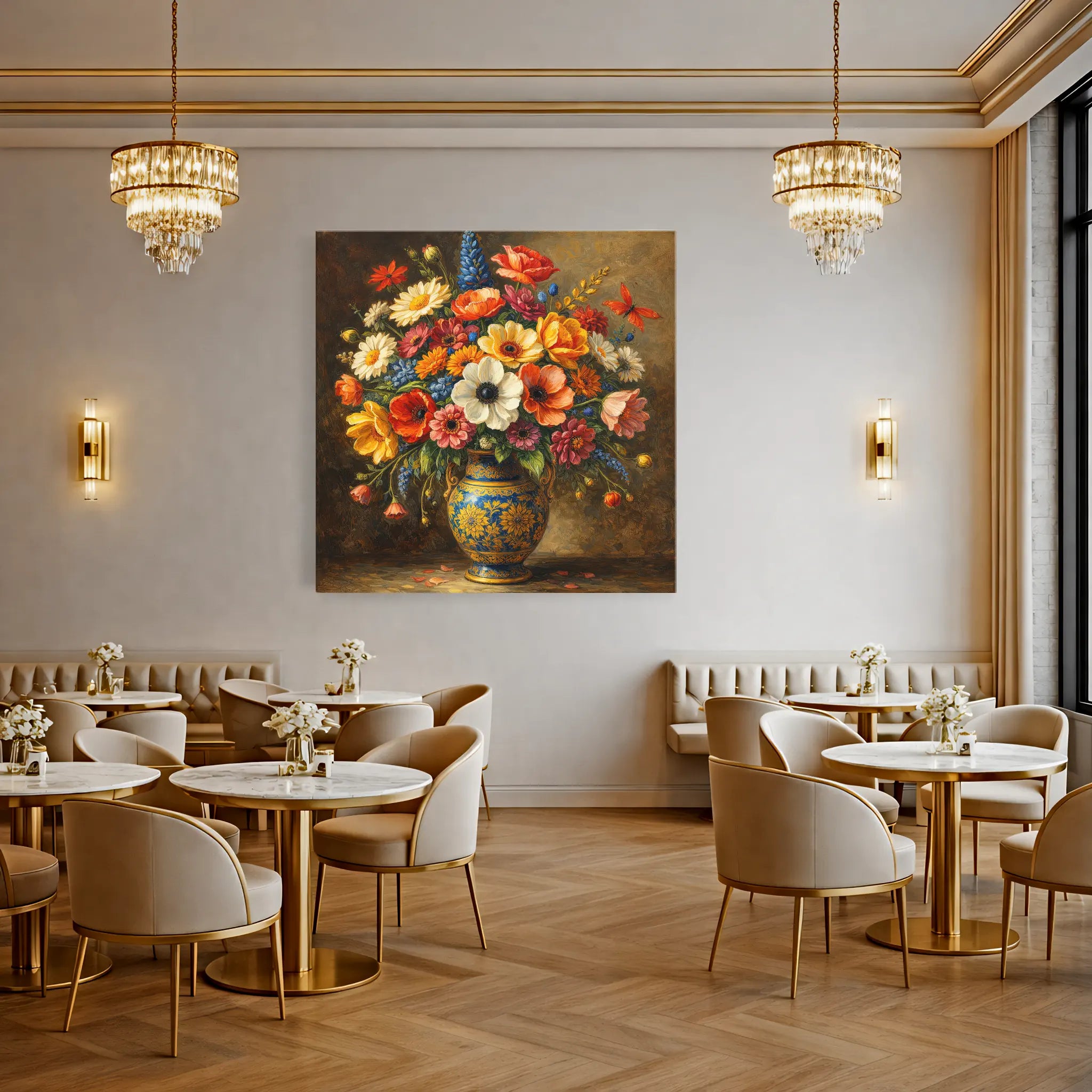 Butterfly Over Wildflower Bouquet Still Life Giclée Print 111002 Visual Wall Art AR1:1S Giclée Print