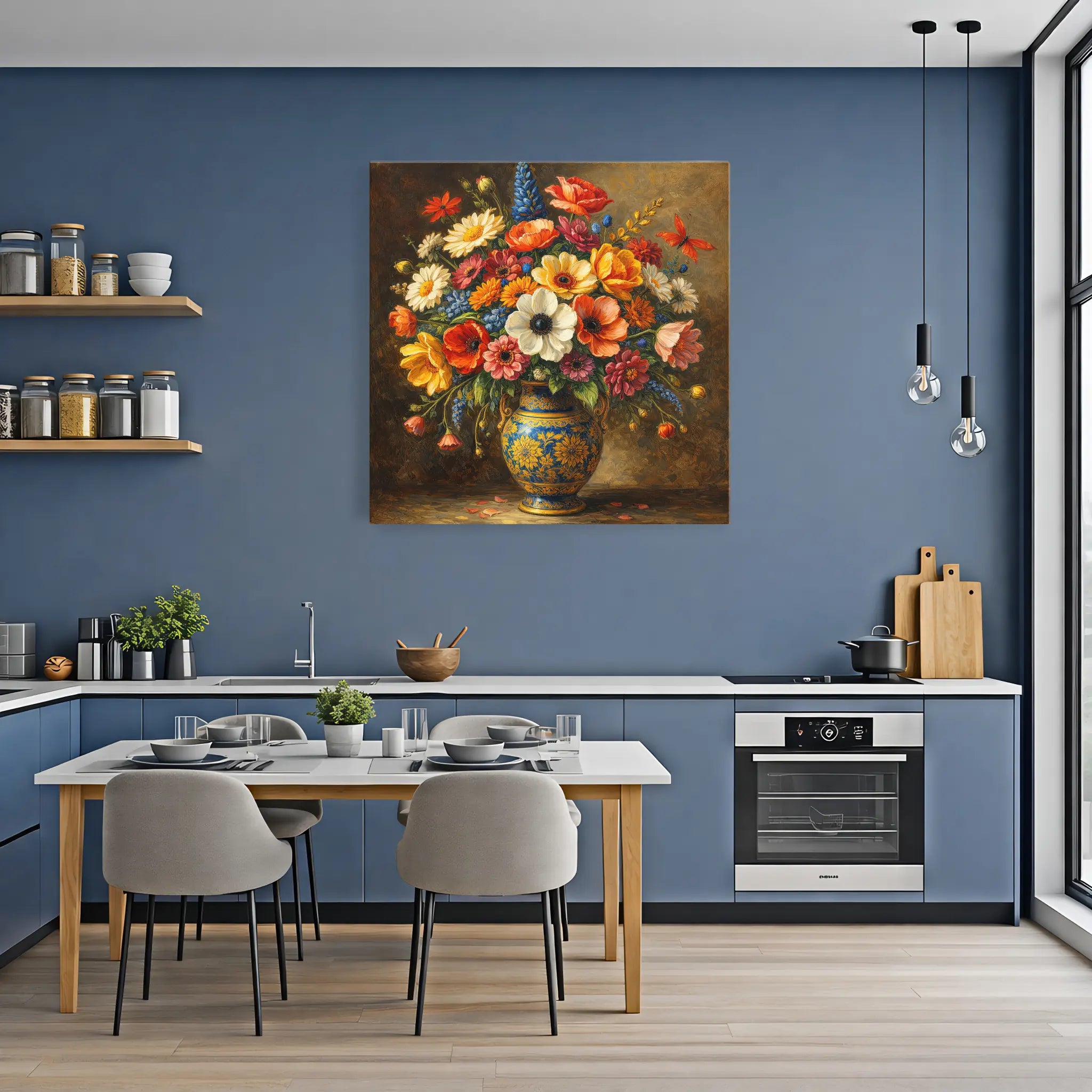 Butterfly Over Wildflower Bouquet Still Life Giclée Print 111002 Visual Wall Art AR1:1S Giclée Print
