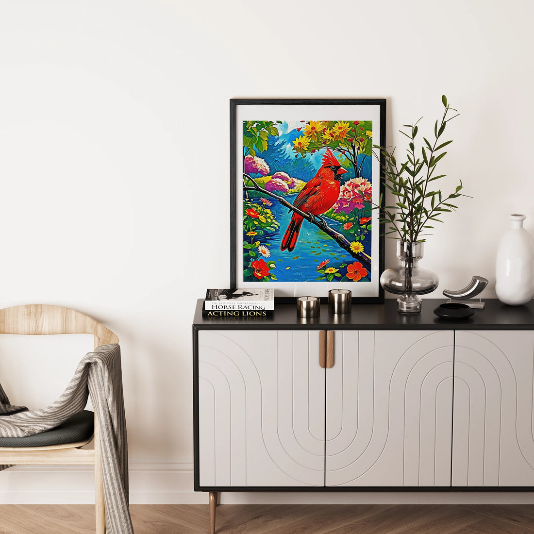 Cardinalis Cardinal Northern Cardinal-Framed Paper Print-452224 Visual Wall Art Framed Print