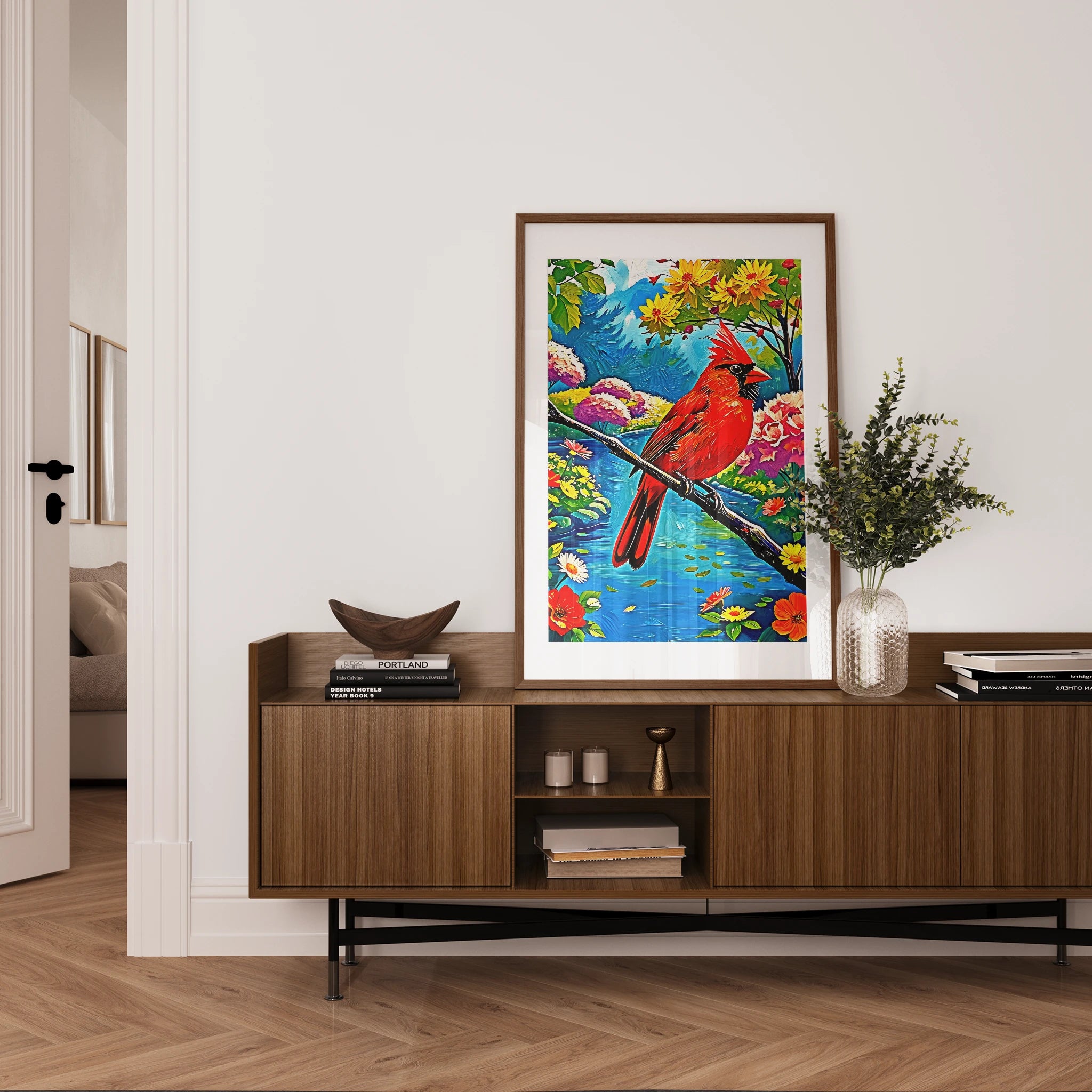 Cardinalis Cardinal Northern Cardinal-Framed Paper Print-452224 Visual Wall Art Framed Print