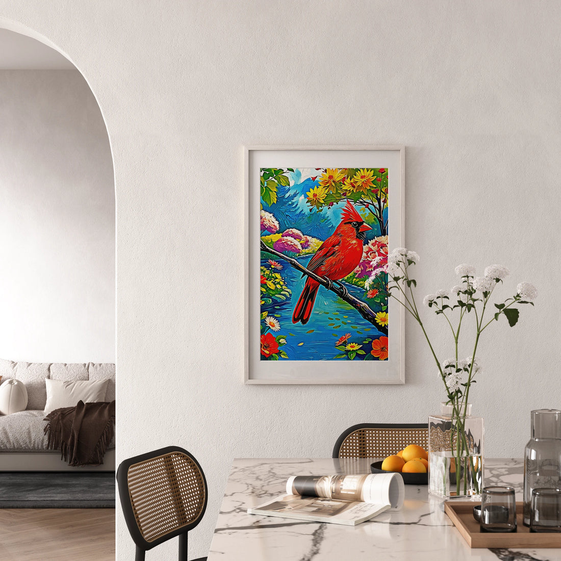 Cardinalis Cardinal Northern Cardinal-Framed Paper Print-452224 Visual Wall Art Framed Print