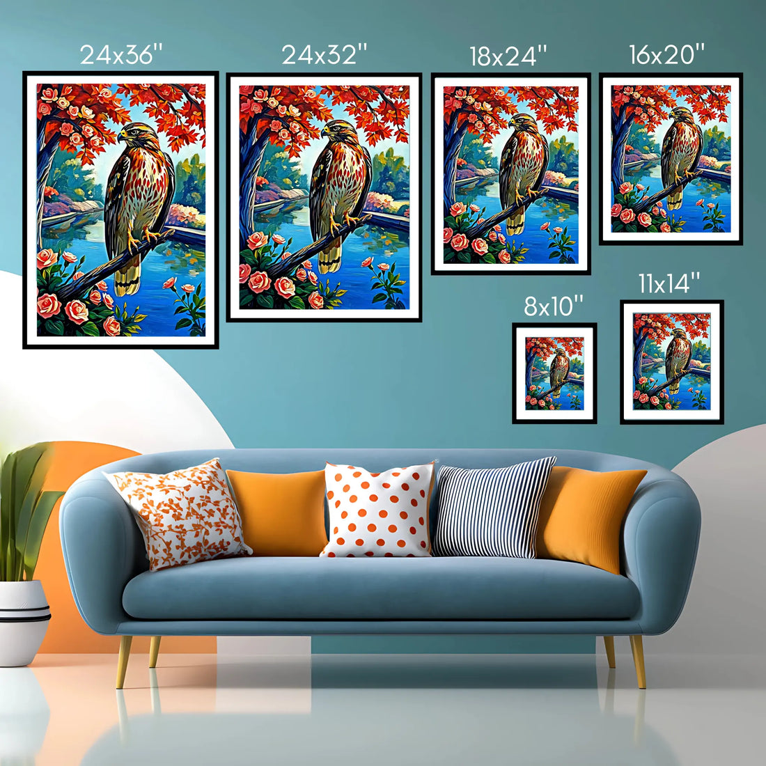 Chickenhawk Red-Tailed Hawk-Framed Paper Print-452227 Visual Wall Art Framed Print