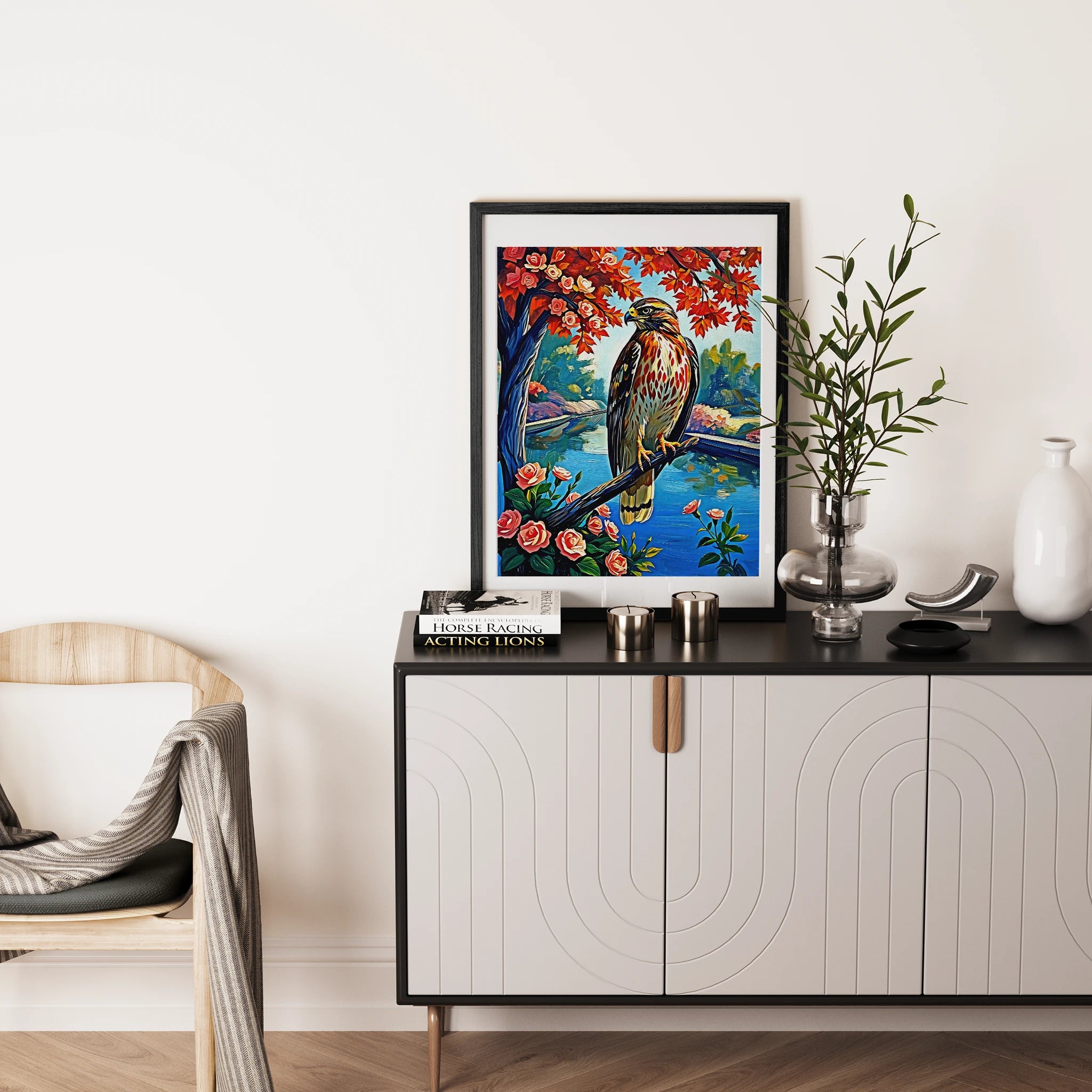 Chickenhawk Red-Tailed Hawk-Framed Paper Print-452227 Visual Wall Art Framed Print