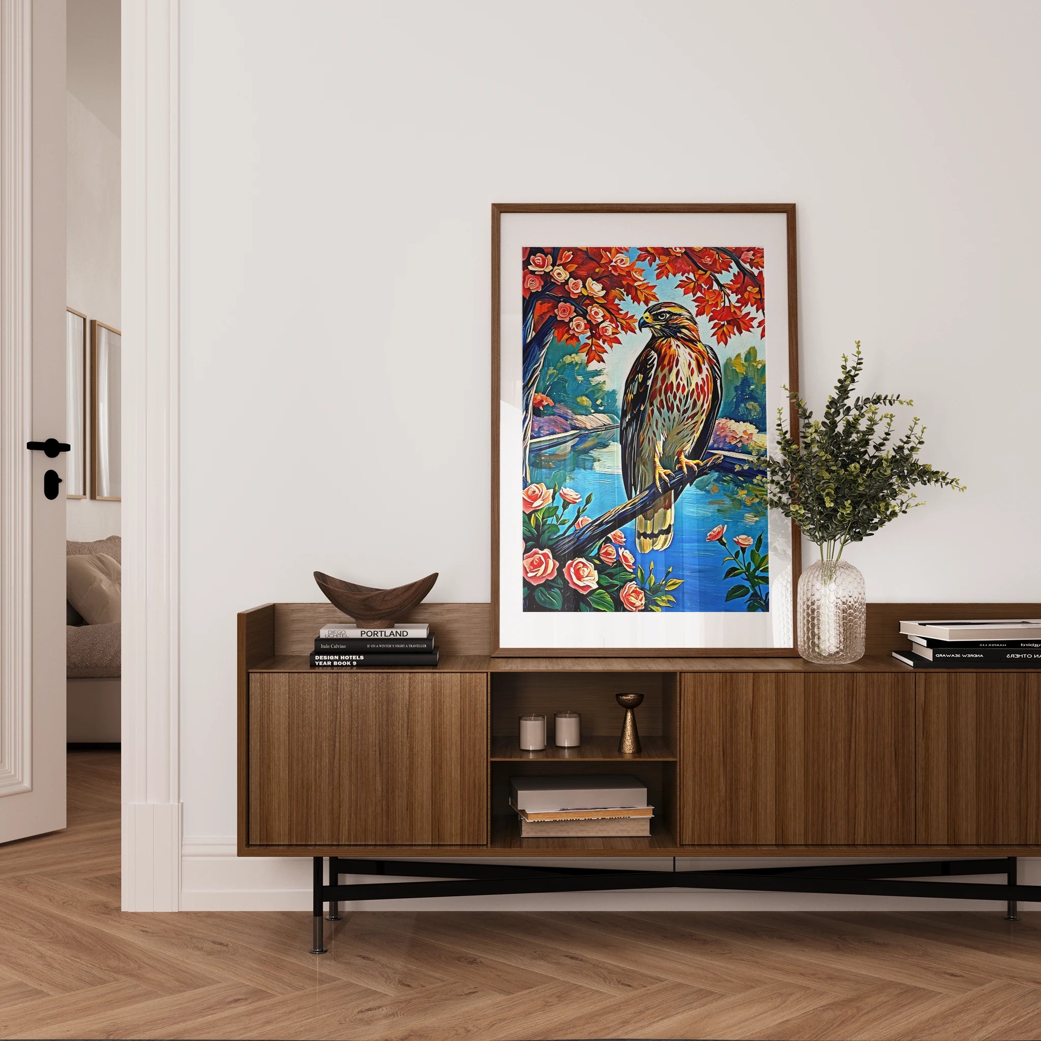 Chickenhawk Red-Tailed Hawk-Framed Paper Print-452227 Visual Wall Art Framed Print