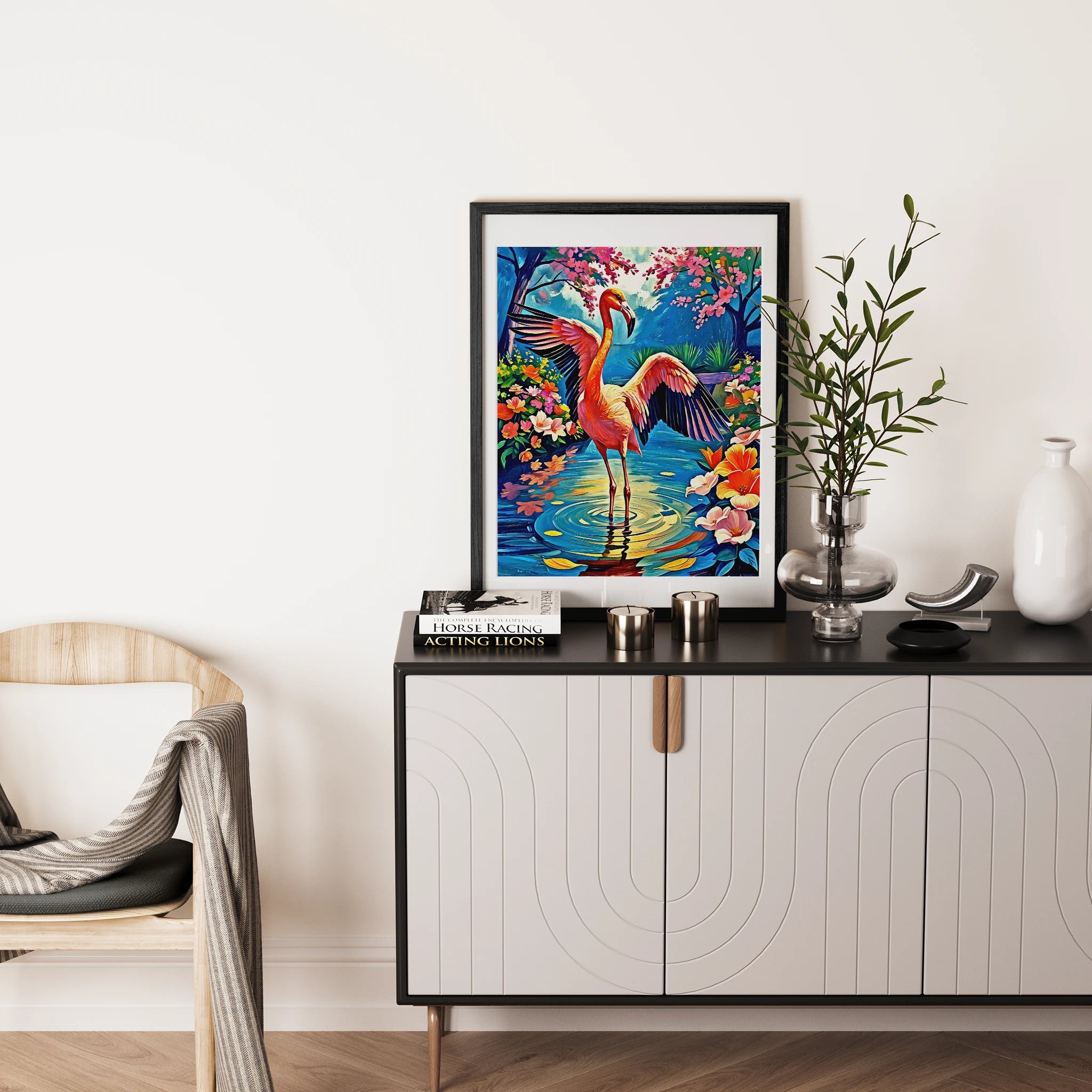 Chilean Flamingo Phoenicopterus Chile-Framed Paper Print-452216 Visual Wall Art Framed Print