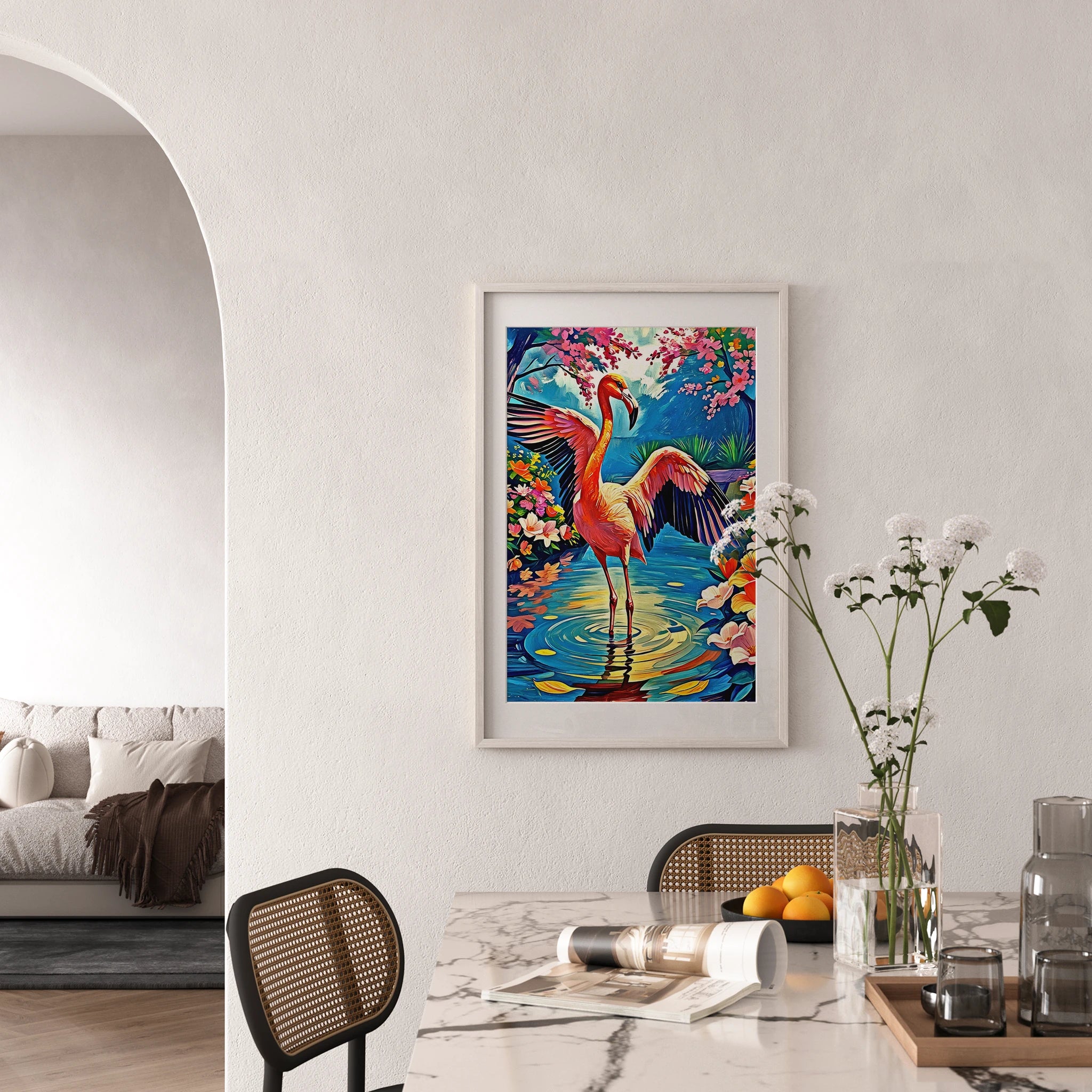 Chilean Flamingo Phoenicopterus Chile-Framed Paper Print-452216 Visual Wall Art Framed Print