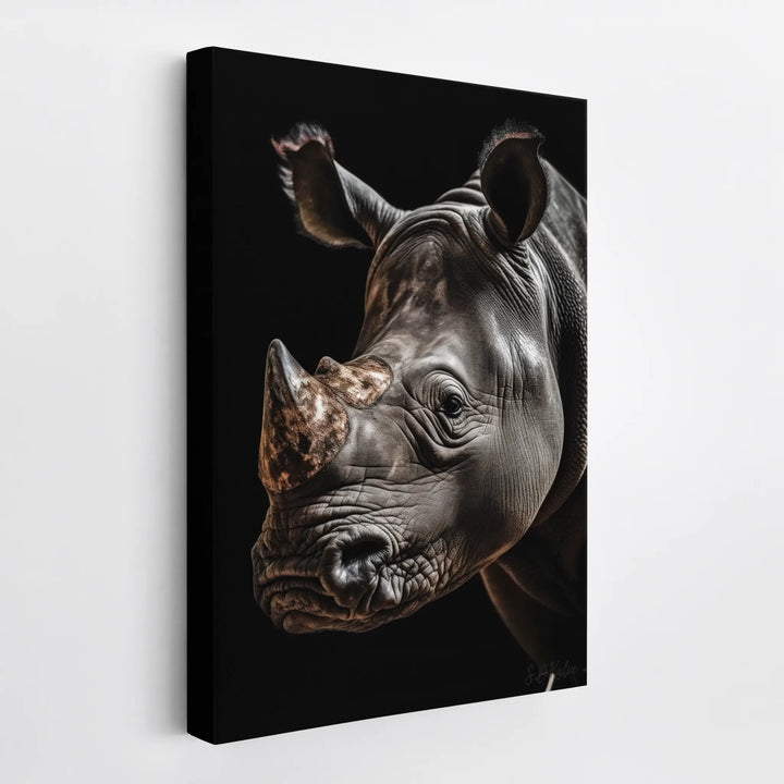 Cinematic Rhino Portrait Warm Highlights Giclée Print 231011 Visual Wall Art AR2:3V Giclée Print