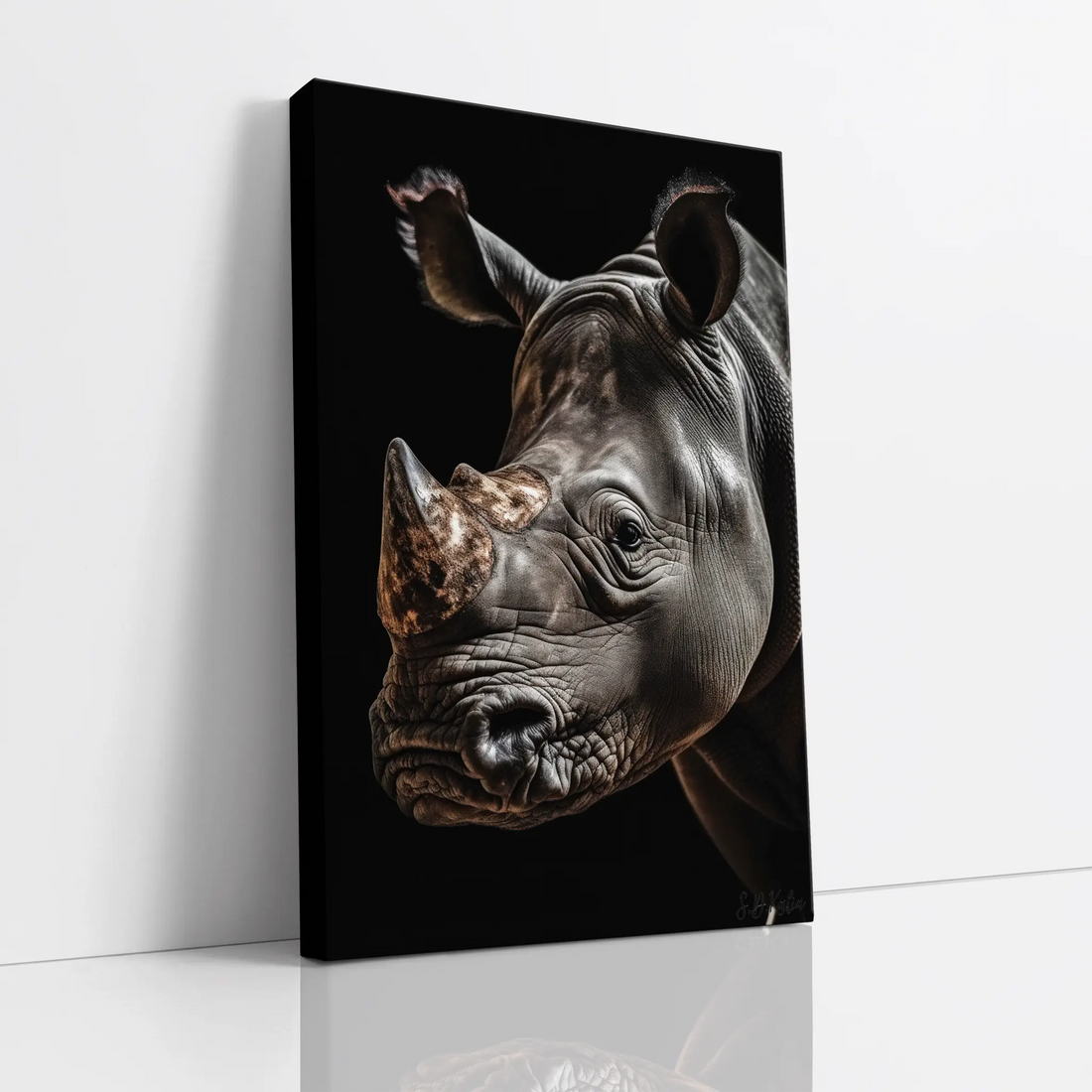 Cinematic Rhino Portrait Warm Highlights Giclée Print 231011 Visual Wall Art AR2:3V Giclée Print