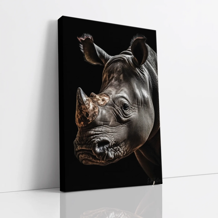 Cinematic Rhino Portrait Warm Highlights Giclée Print 231011 Visual Wall Art AR2:3V Giclée Print