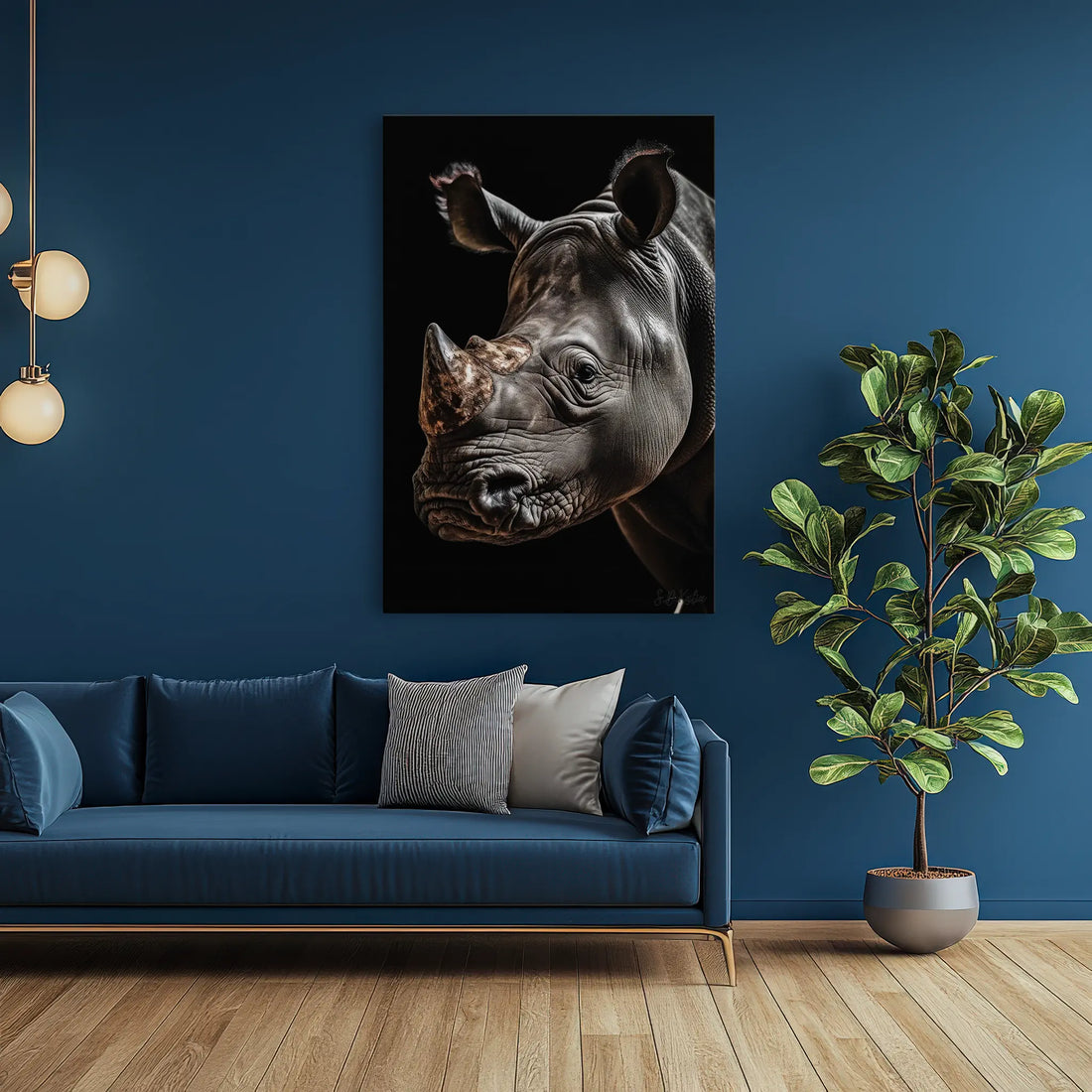 Cinematic Rhino Portrait Warm Highlights Giclée Print 231011 Visual Wall Art AR2:3V Giclée Print