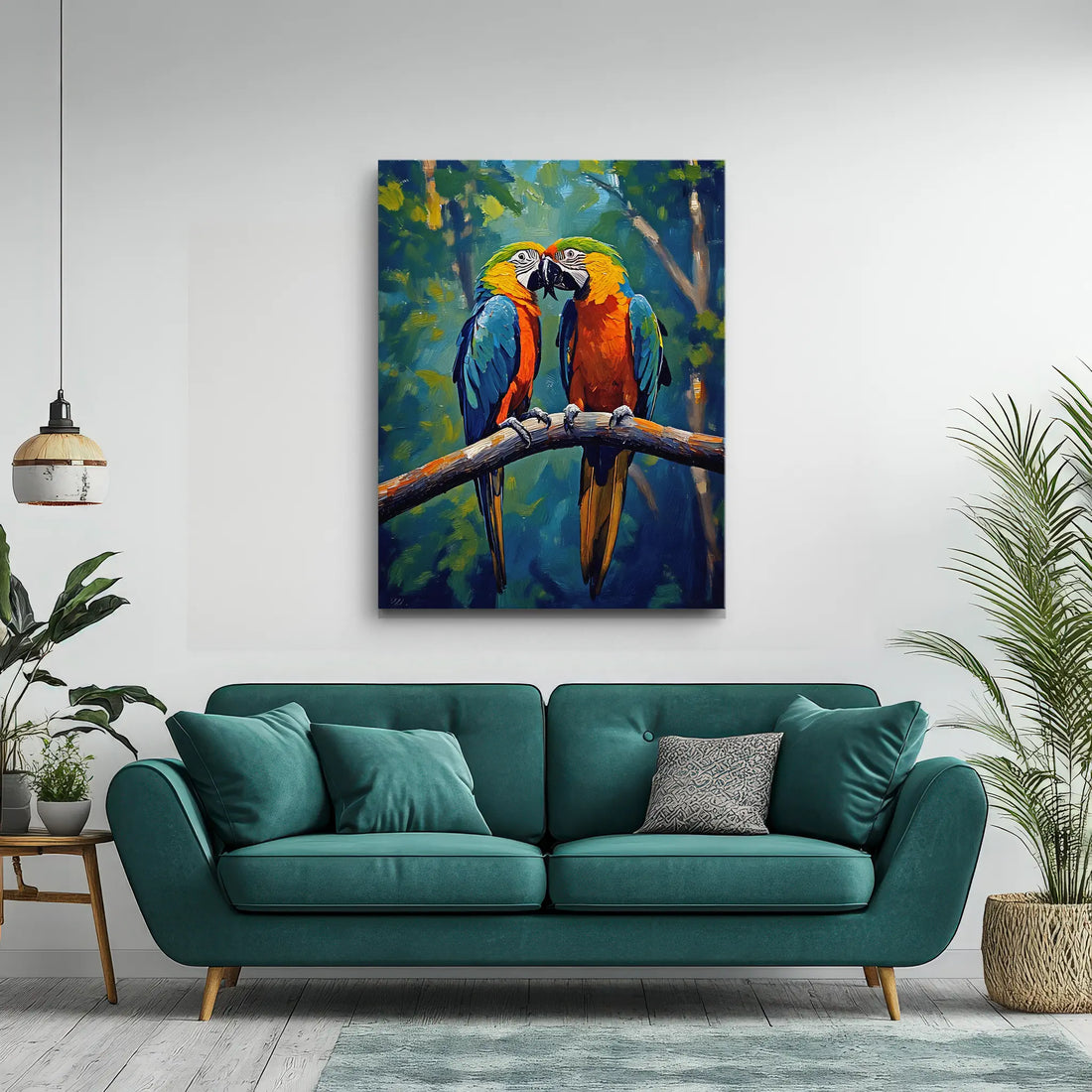 Colorful Macaws Perched On Branch Giclée Print 454007 Visual Wall Art AR3:4V-AR4:5V Giclée Print