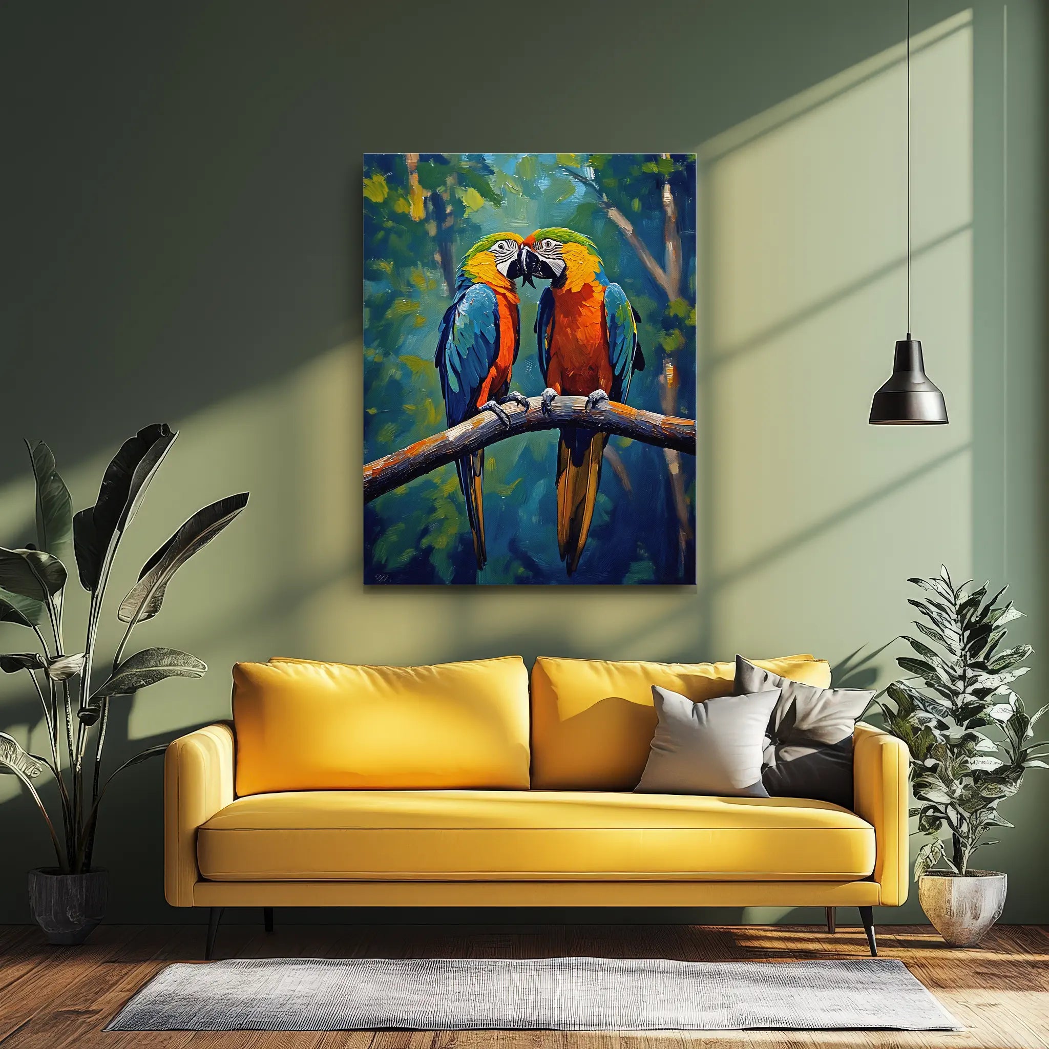Colorful Macaws Perched On Branch Giclée Print 454007 Visual Wall Art AR3:4V-AR4:5V Giclée Print