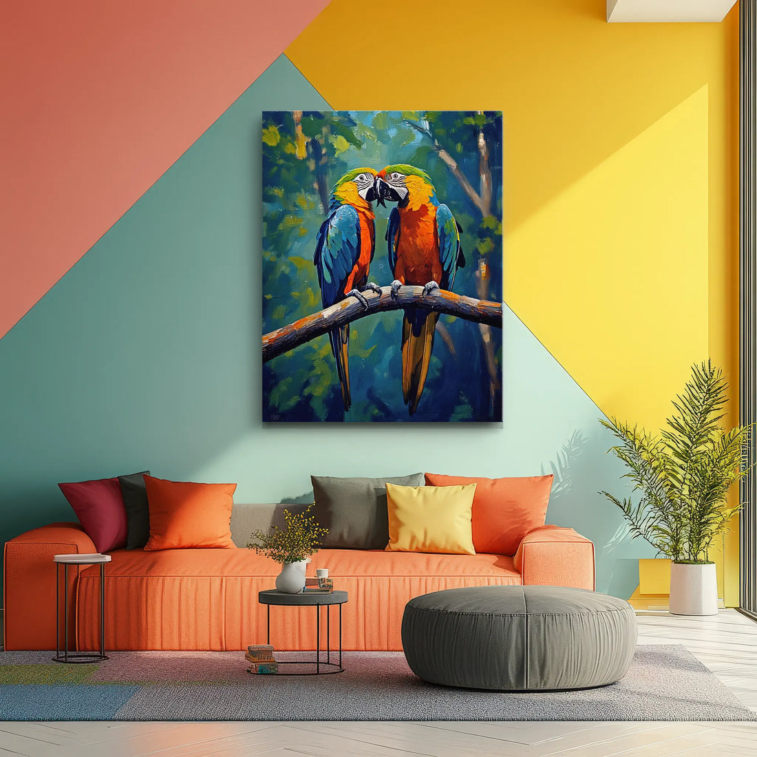Colorful Macaws Perched On Branch Giclée Print 454007 Visual Wall Art AR3:4V-AR4:5V Giclée Print