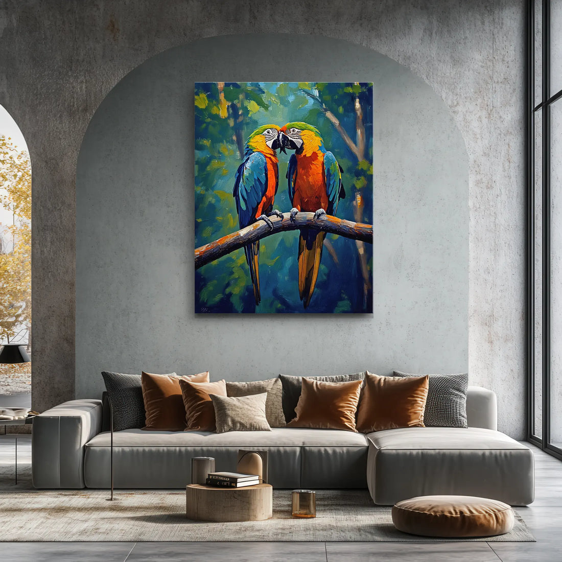 Colorful Macaws Perched On Branch Giclée Print 454007 Visual Wall Art AR3:4V-AR4:5V Giclée Print
