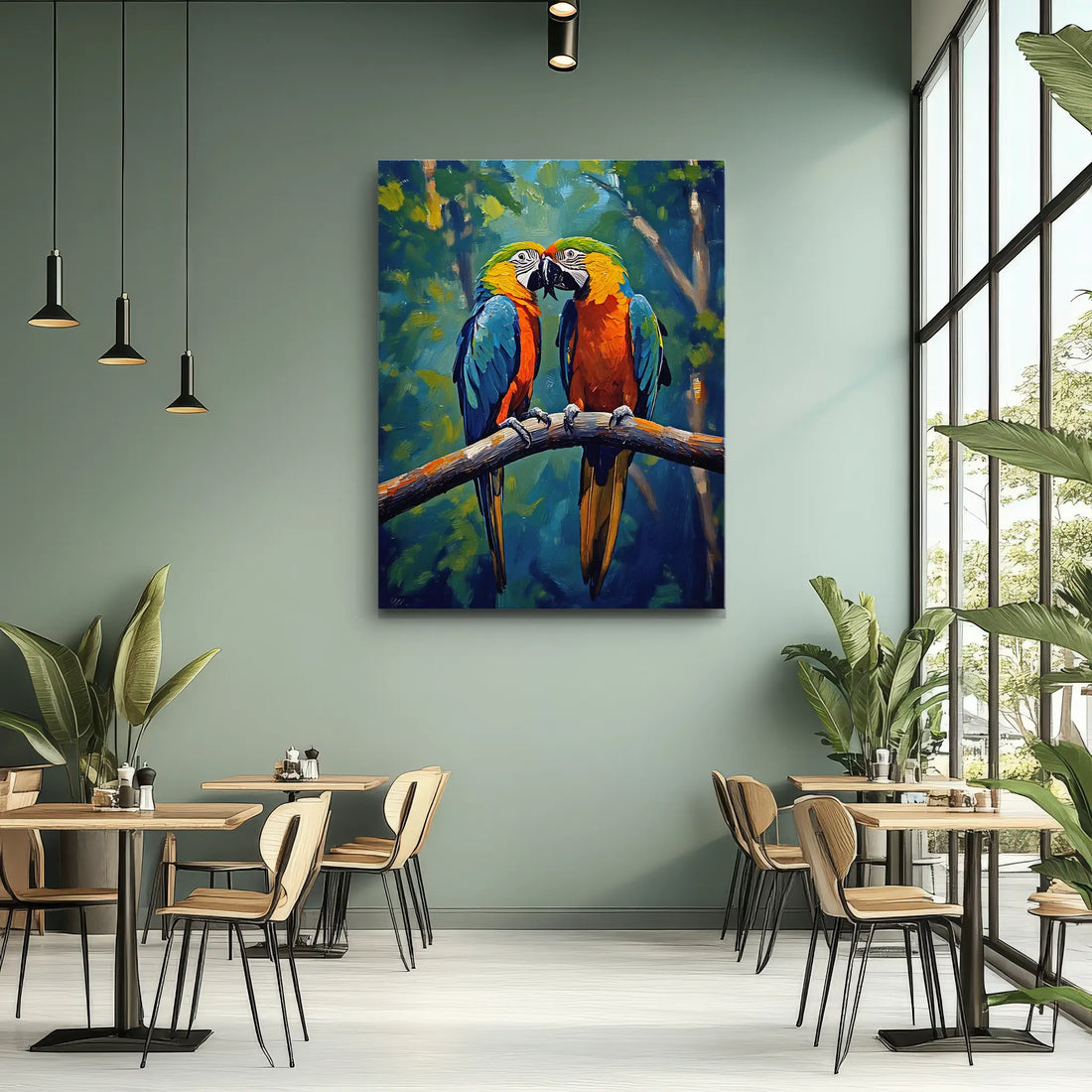 Colorful Macaws Perched On Branch Giclée Print 454007 Visual Wall Art AR3:4V-AR4:5V Giclée Print