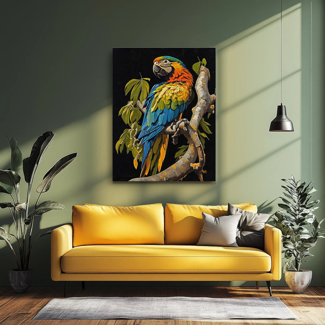 Colorful Parrot On Branch Giclée Print 454008 Visual Wall Art AR3:4V-AR4:5V Giclée Print