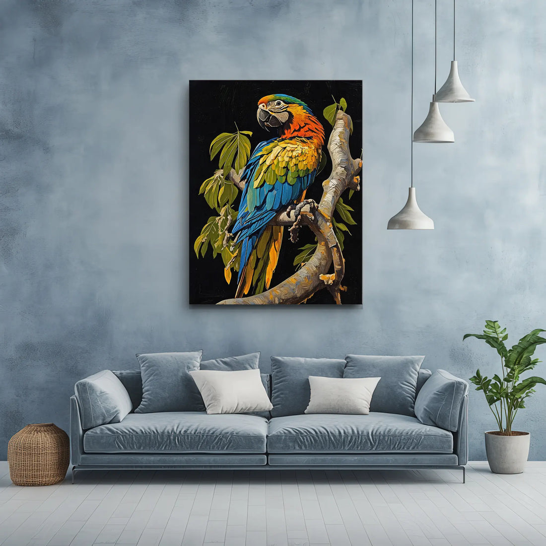 Colorful Parrot On Branch Giclée Print 454008 Visual Wall Art AR3:4V-AR4:5V Giclée Print