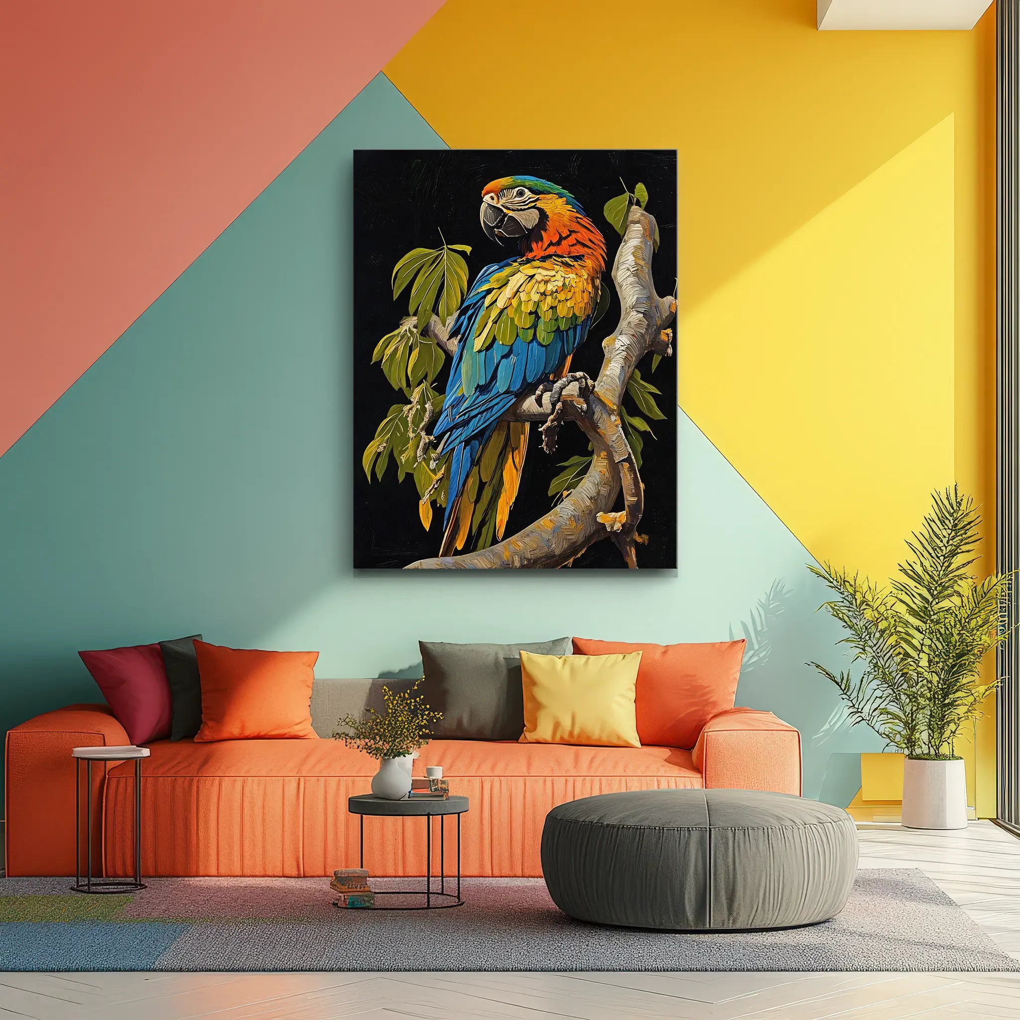 Colorful Parrot On Branch Giclée Print 454008 Visual Wall Art AR3:4V-AR4:5V Giclée Print