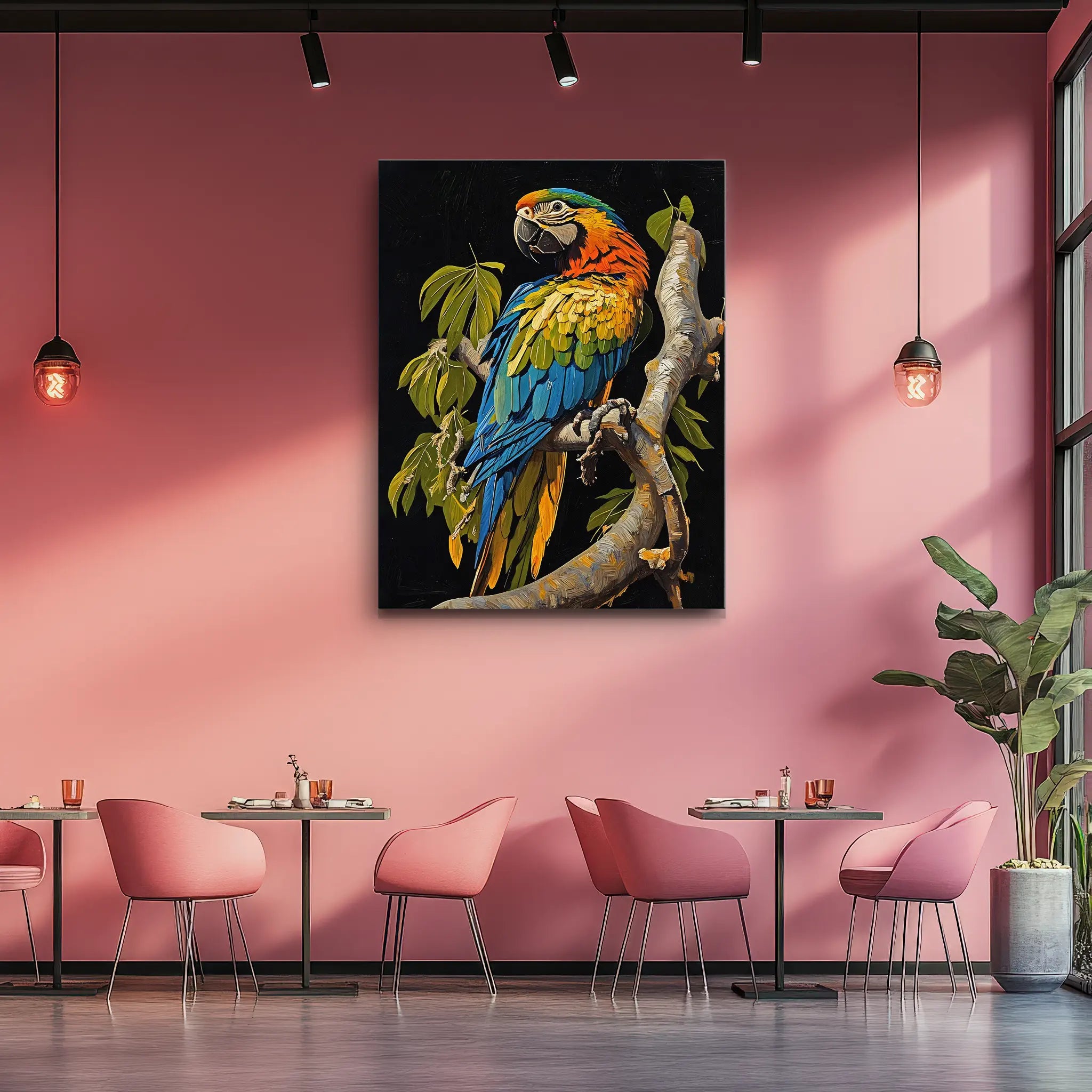 Colorful Parrot On Branch Giclée Print 454008 Visual Wall Art AR3:4V-AR4:5V Giclée Print
