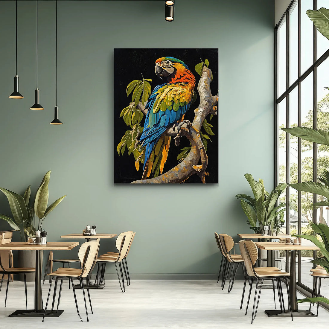 Colorful Parrot On Branch Giclée Print 454008 Visual Wall Art AR3:4V-AR4:5V Giclée Print