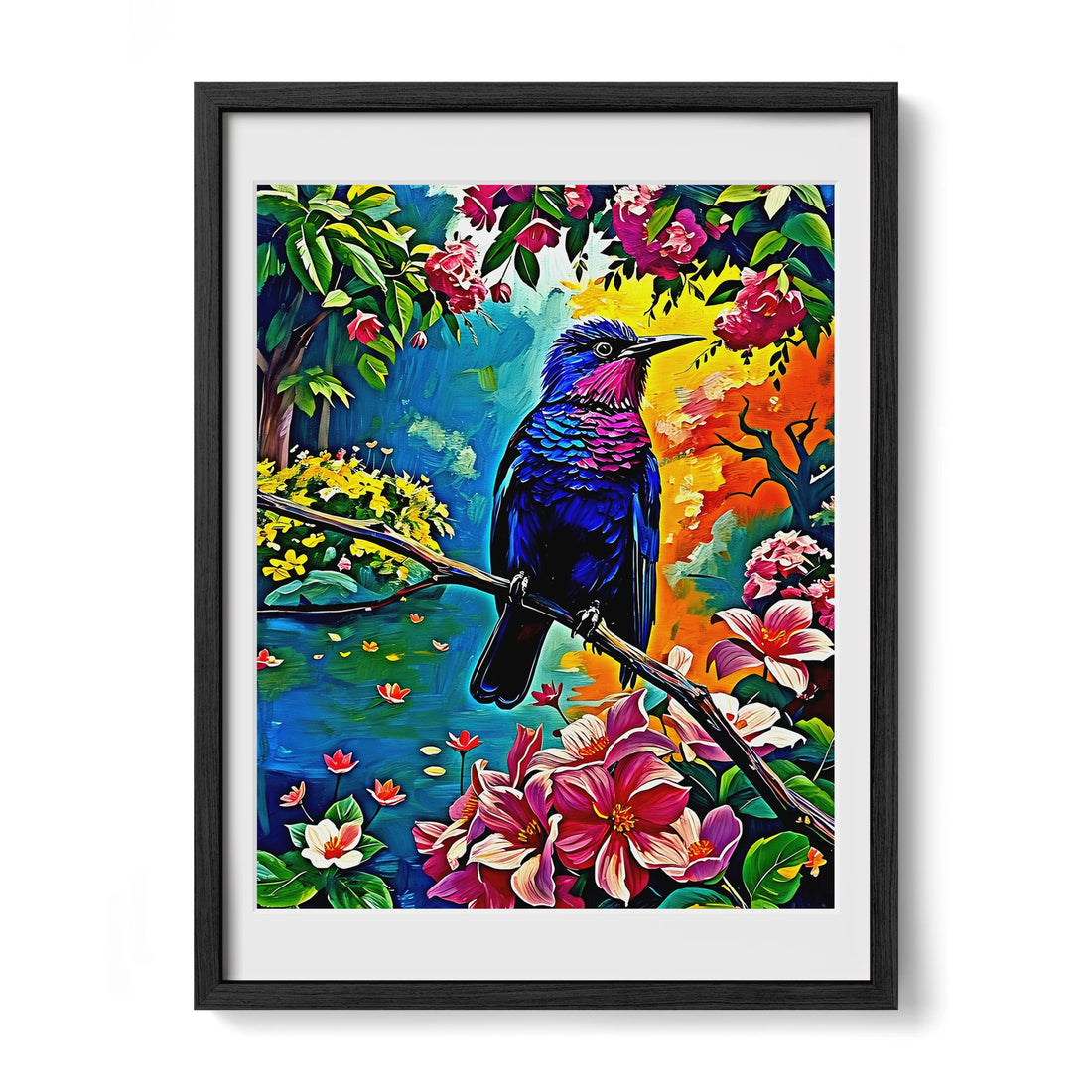 Colorful Violet Sabrewing-Framed Paper Print-452204 Black Premium Oak Mats Visual Wall Art Framed Print