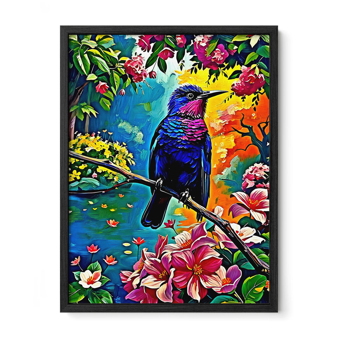 Colorful Violet Sabrewing-Framed Paper Print-452204 Black Premium Oak No Mats Visual Wall Art Framed Print