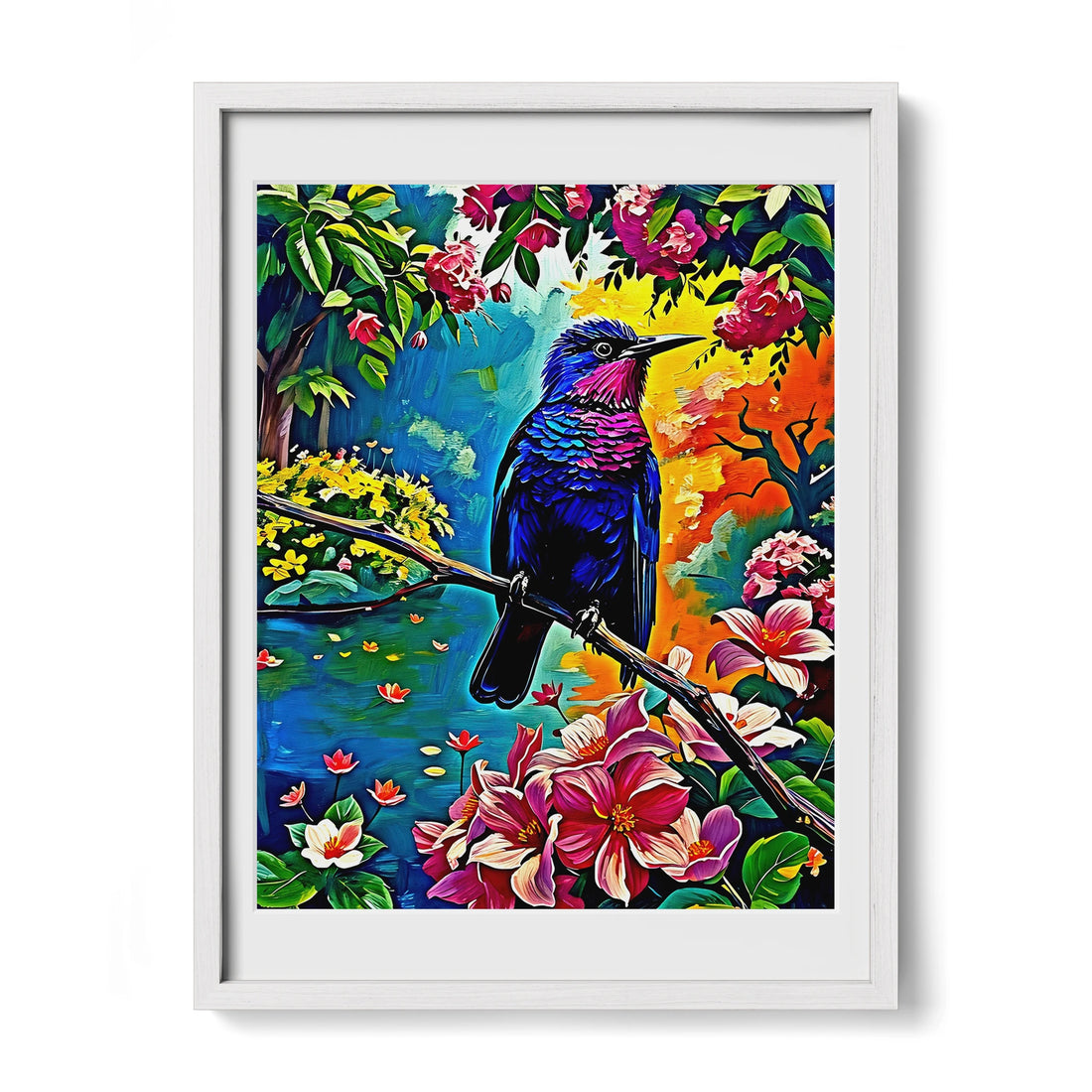 Colorful Violet Sabrewing-Framed Paper Print-452204 White Premium Oak Mats Visual Wall Art Framed Print