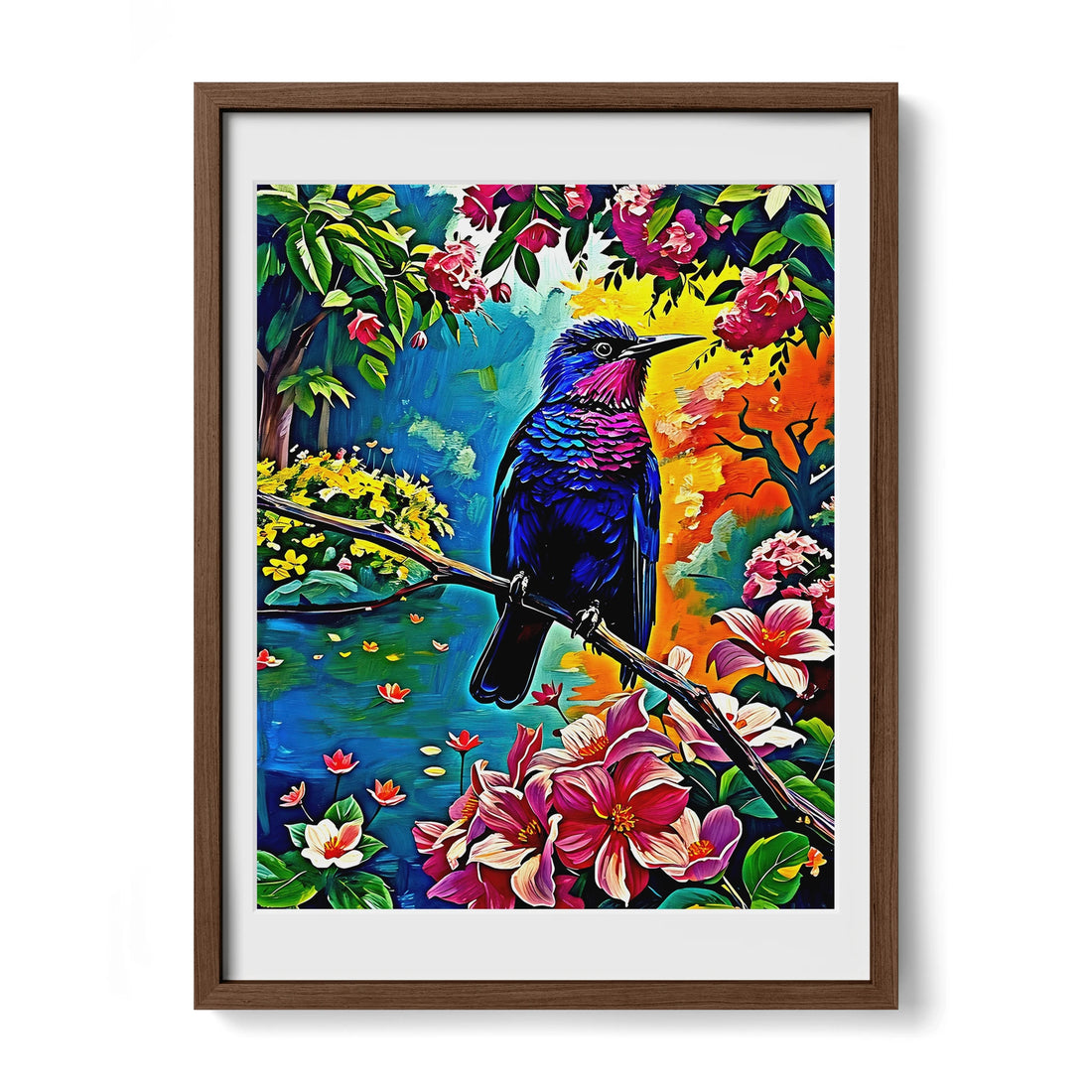 Colorful Violet Sabrewing-Framed Paper Print-452204 Walnut Premium Oak Mats Visual Wall Art Framed Print