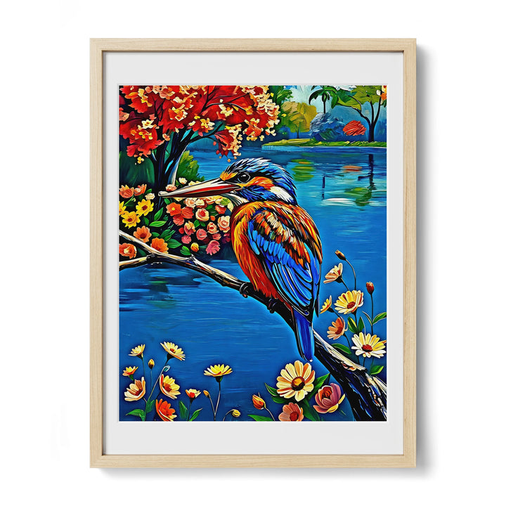 Common Kingfisher Alcedo Atthis-Framed Paper Print-452217 Natural Premium Oak Mats Visual Wall Art Framed Print