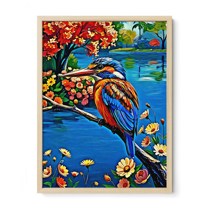 Common Kingfisher Alcedo Atthis-Framed Paper Print-452217 Natural Premium Oak No Mats Visual Wall Art Framed Print