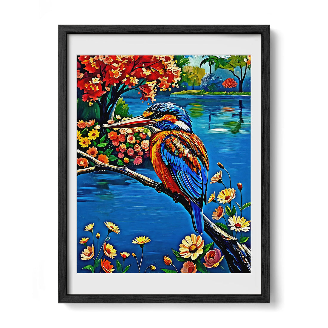 Common Kingfisher Alcedo Atthis-Framed Paper Print-452217 Black Premium Oak Mats Visual Wall Art Framed Print